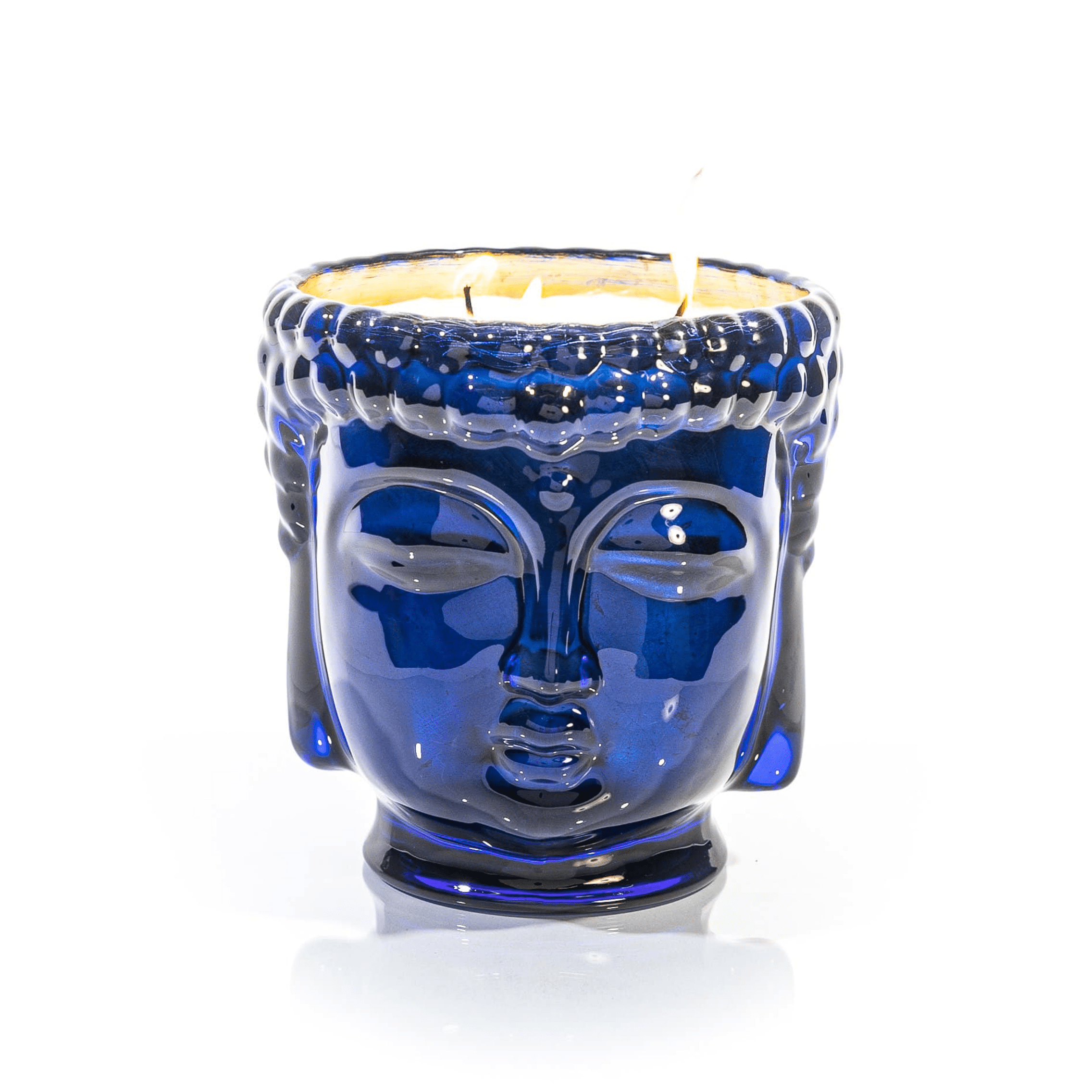 24K Gold Sapphire Blue Glass Buddha Royale Candle-0