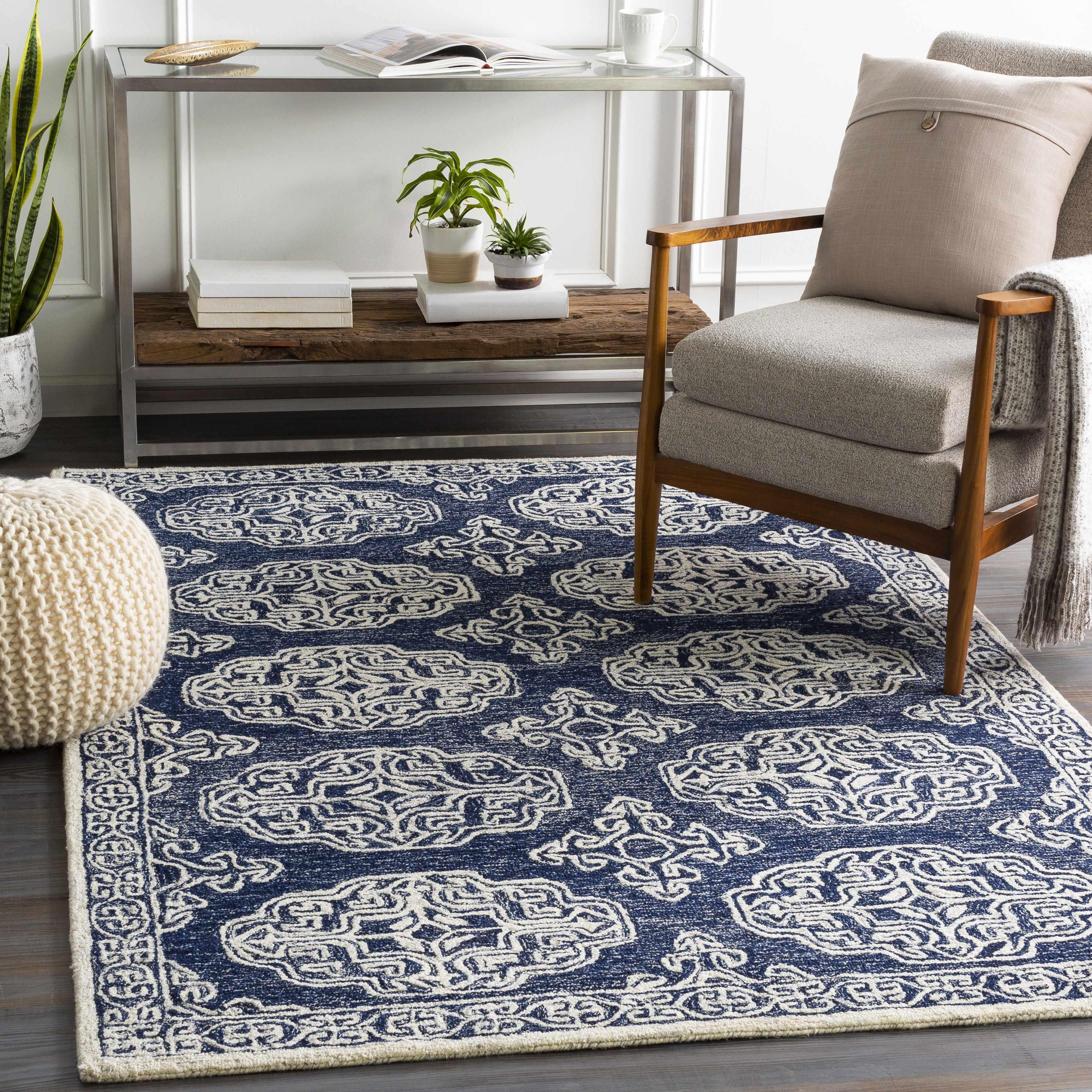 Glenoma Blue Regency Wool Rug - PRHOMZ