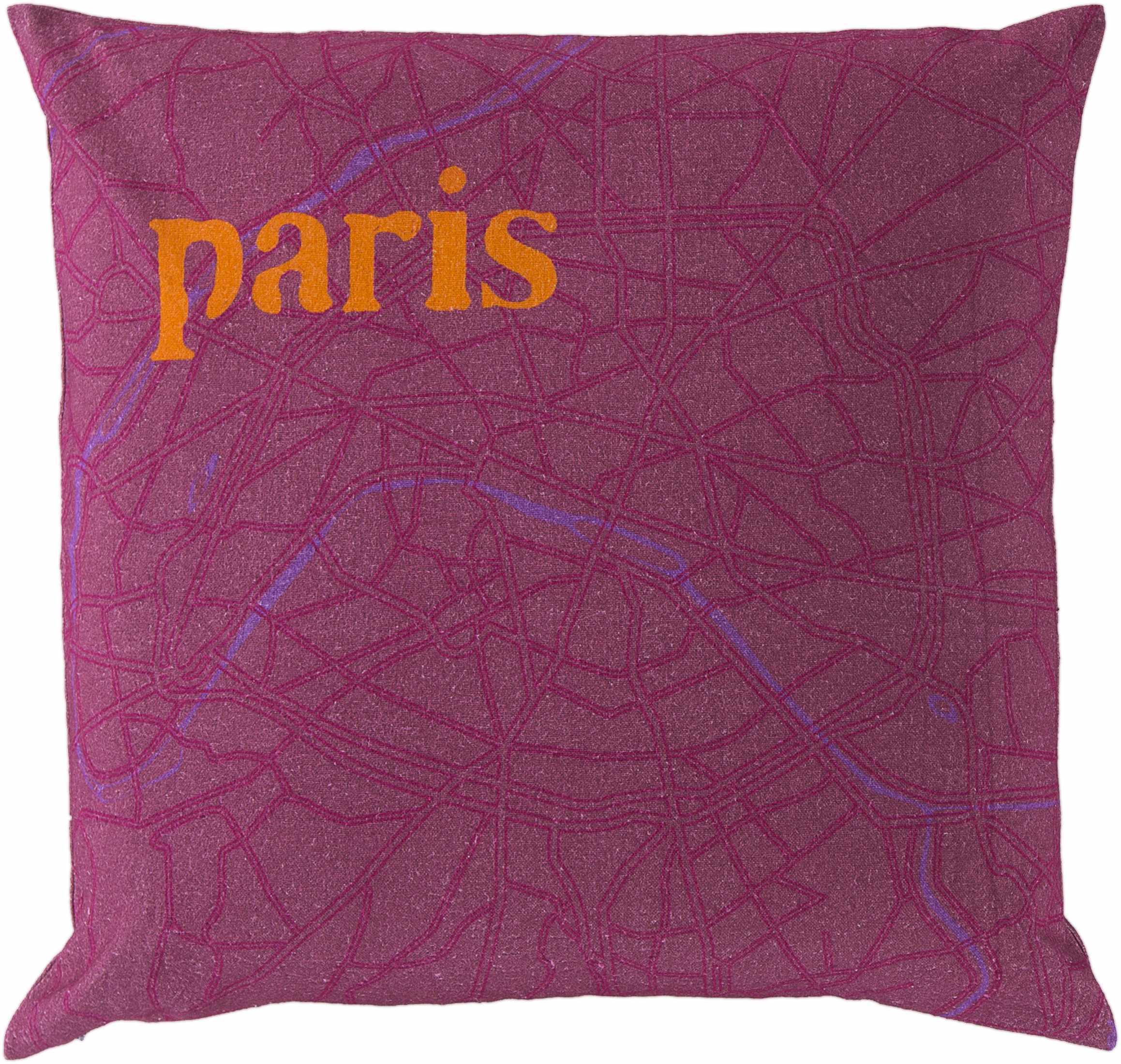 Glenroy Purple Paris Map Accent Pillow - Clearance-1