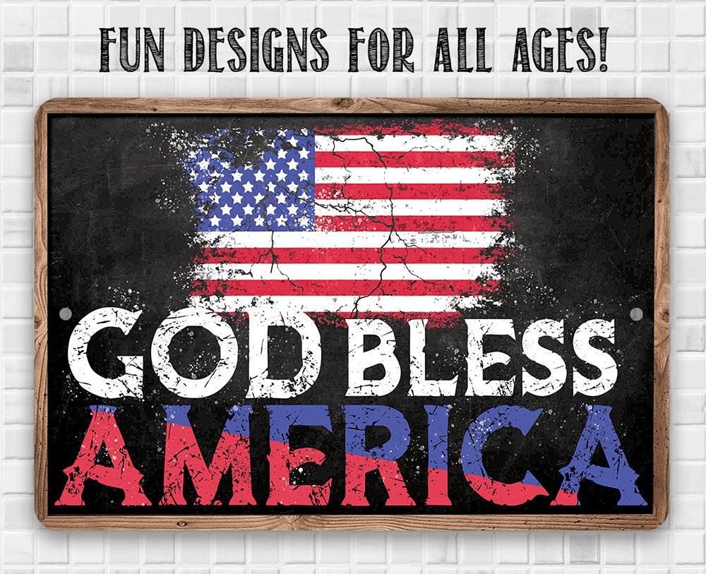 God Bless America - Flag - Metal Sign
