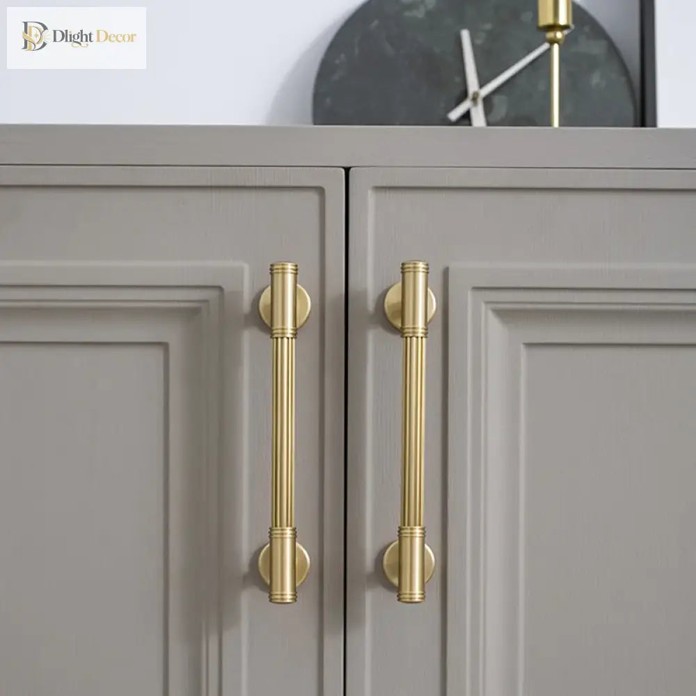 Gold Brass Vertical Linear Cabinet Handles – American-Style Wardrobe and Bar Pulls