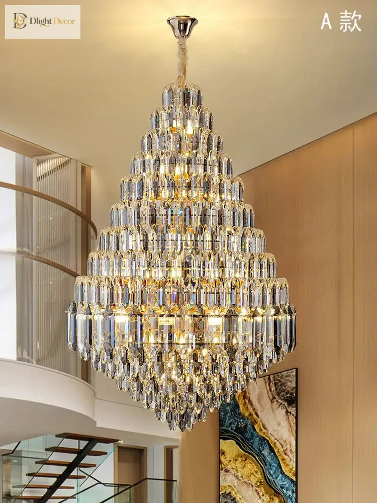 Golden Crystal Chandelier | Modern Dining Room Lighting
