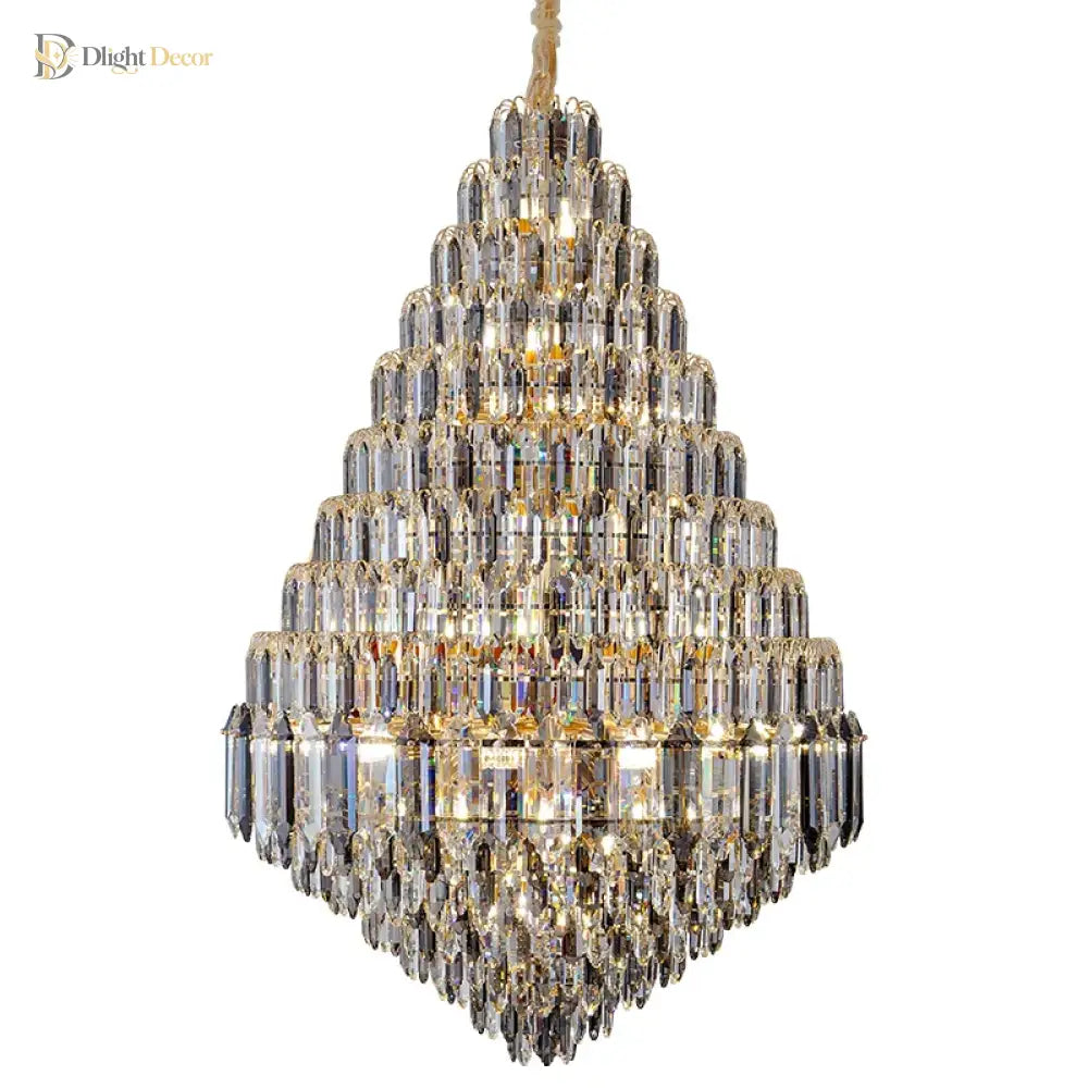 Golden Crystal Chandelier | Modern Dining Room Lighting