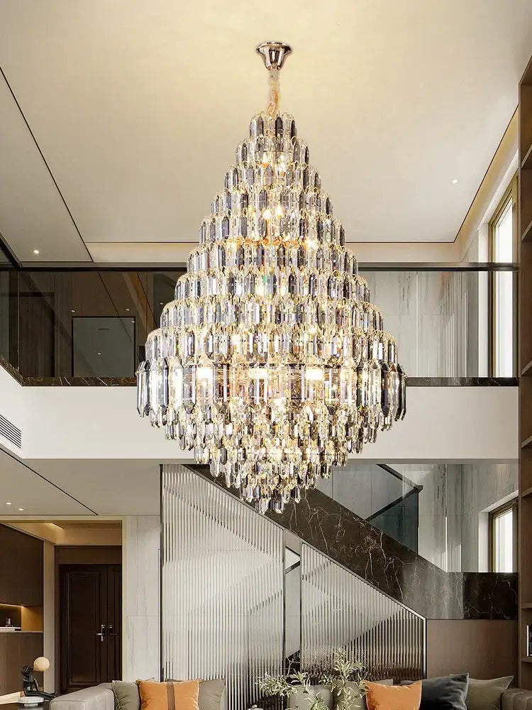 Golden Crystal Chandelier | Modern Dining Room Lighting