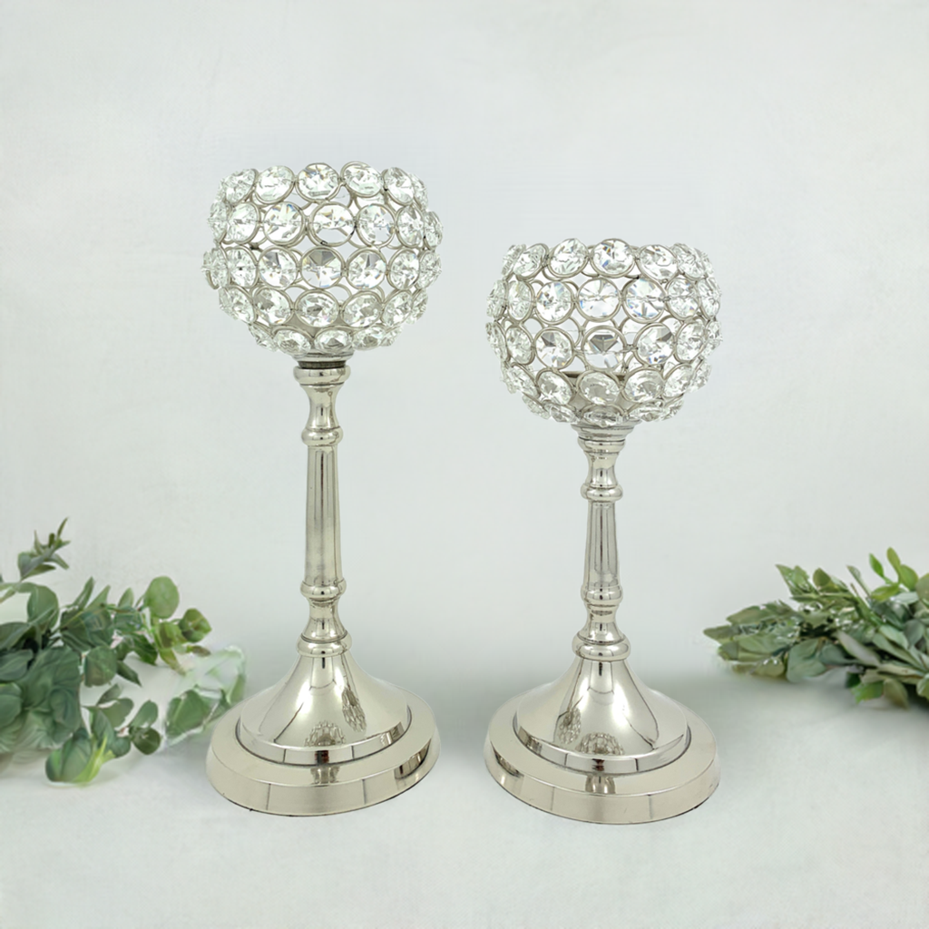 Vibhsa Hurricane Set of 2 Crystal Candle Holder