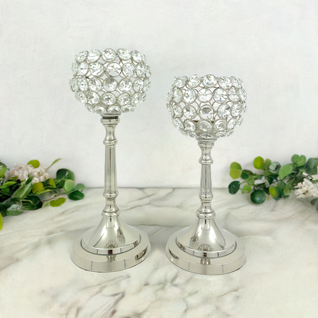 Vibhsa Hurricane Set of 2 Crystal Candle Holder