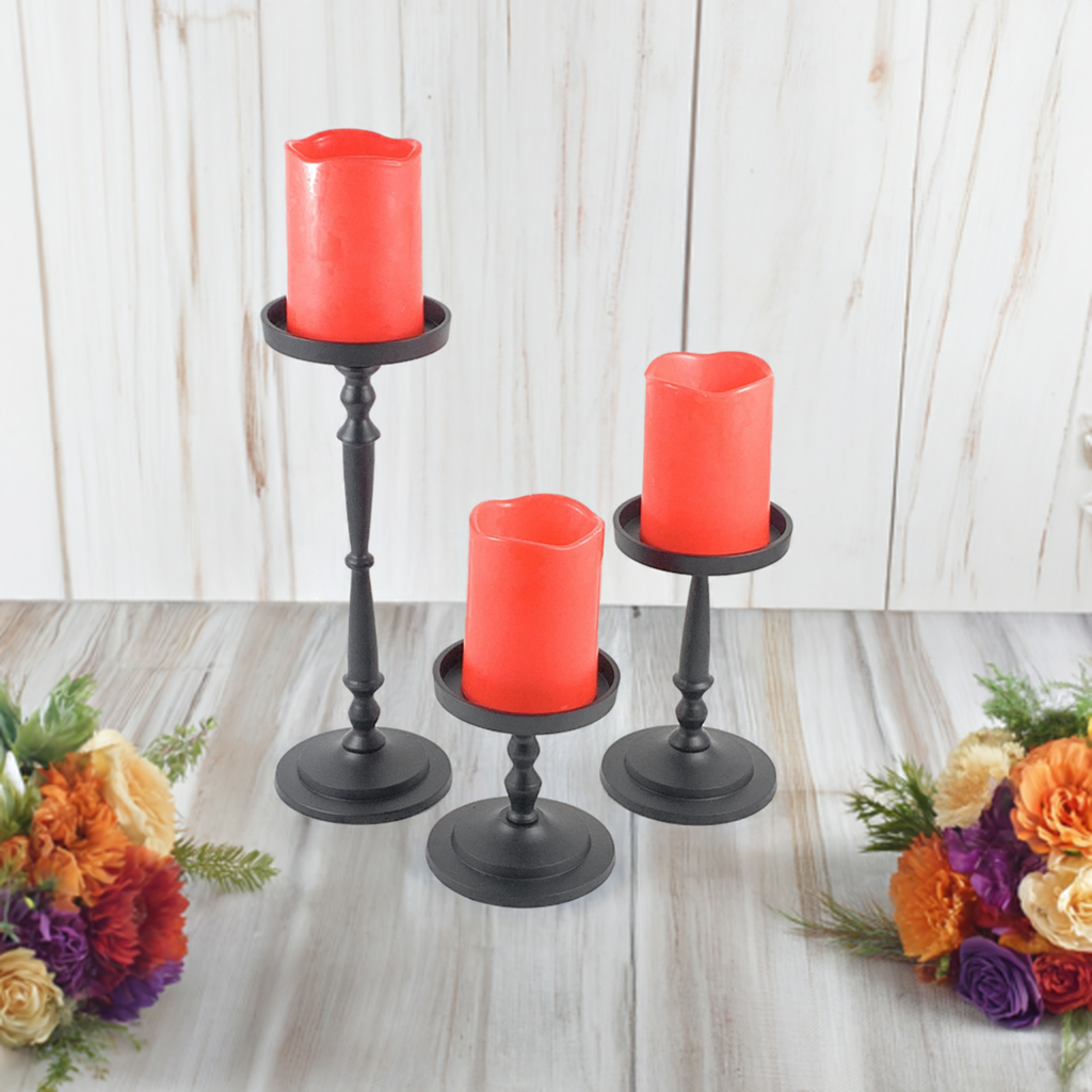Pillar Candle Holder Set of 3 Black