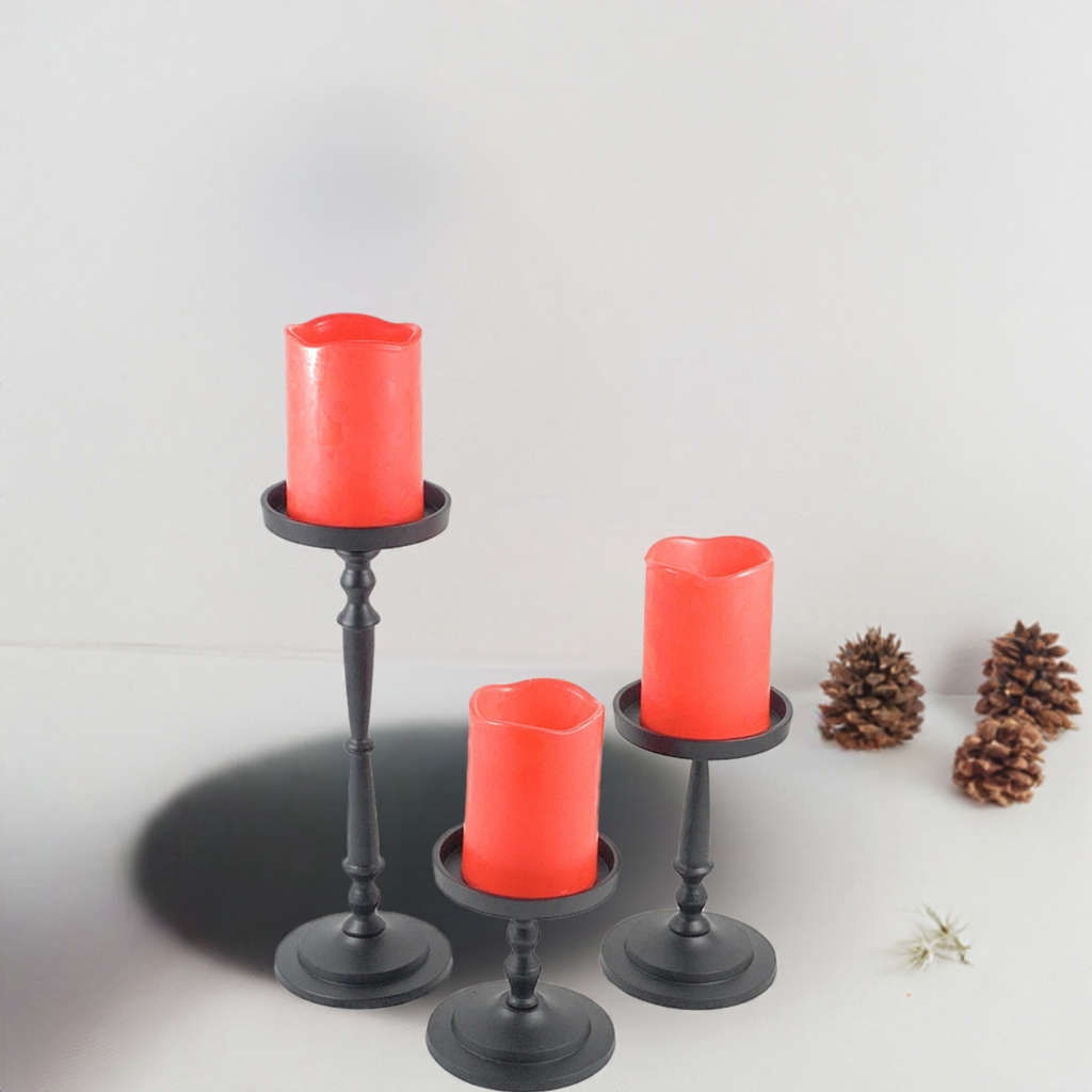 Pillar Candle Holder Set of 3 Black