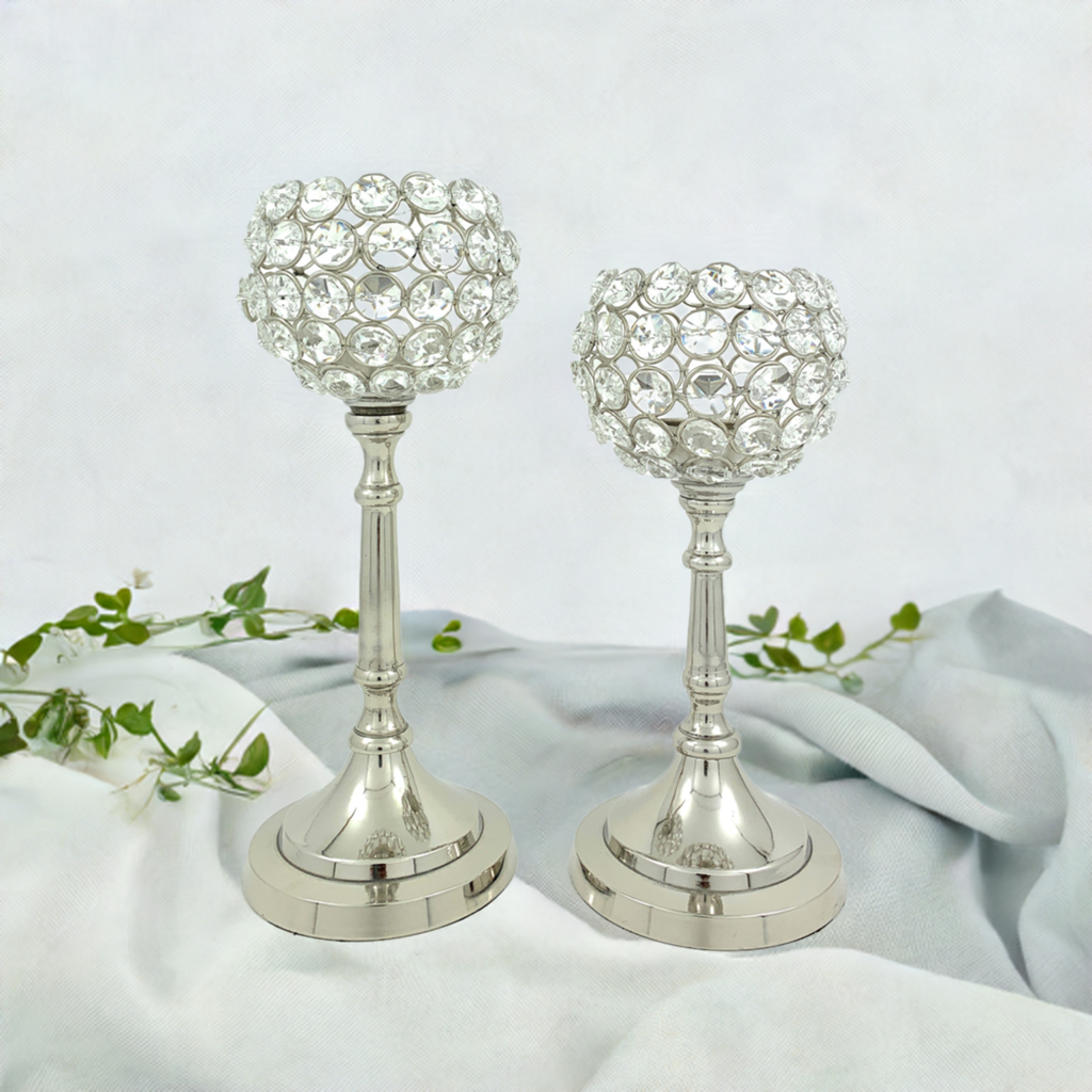 Vibhsa Hurricane Set of 2 Crystal Candle Holder