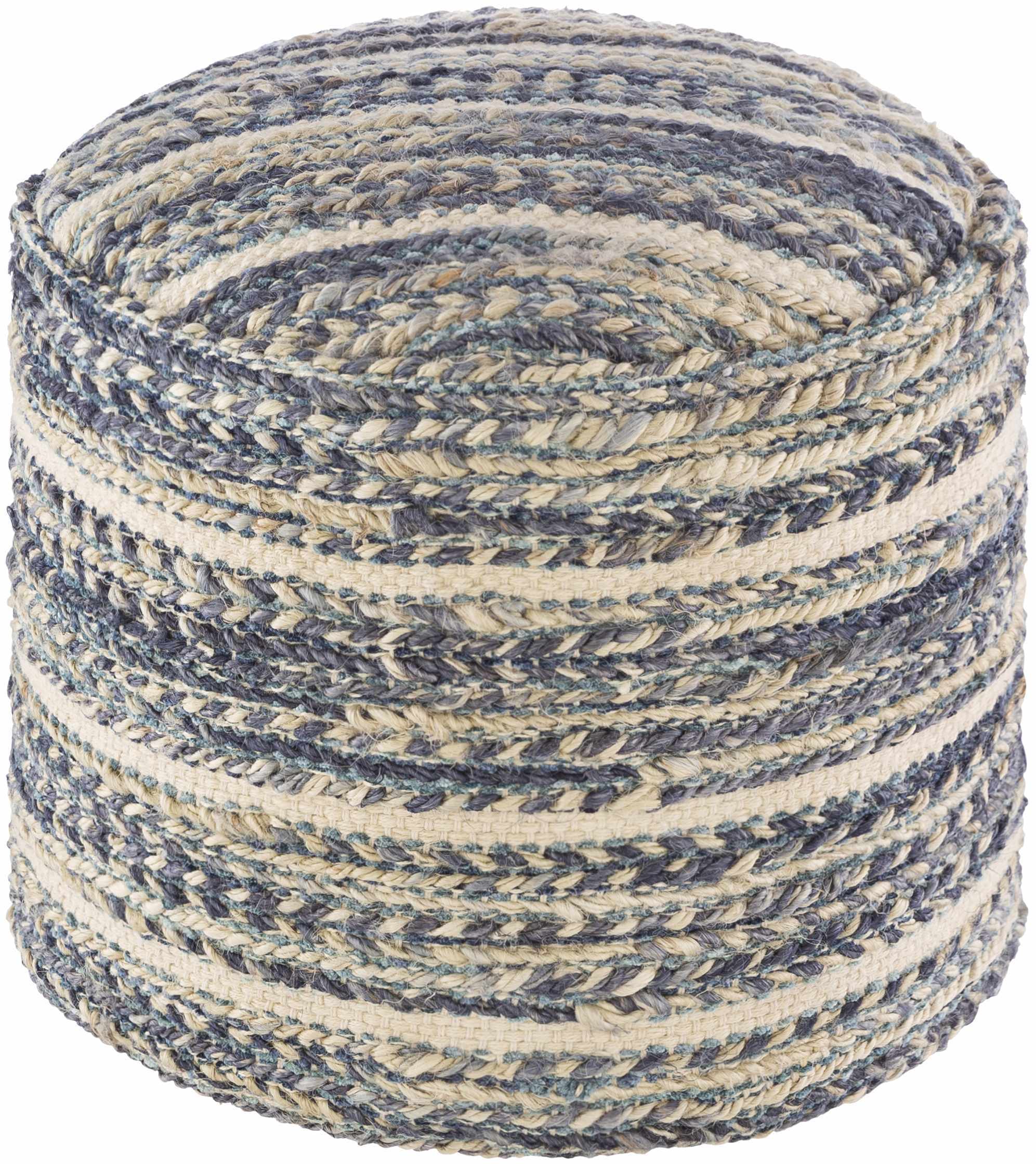 Grayville PTeal Hand Woven Jute Cylindrical Pouf-0