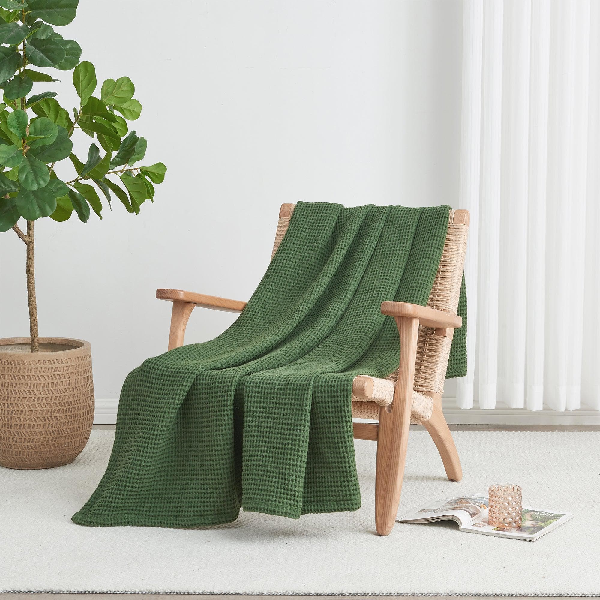 100% Cotton Waffle Weave Blanket - Mikala Collection