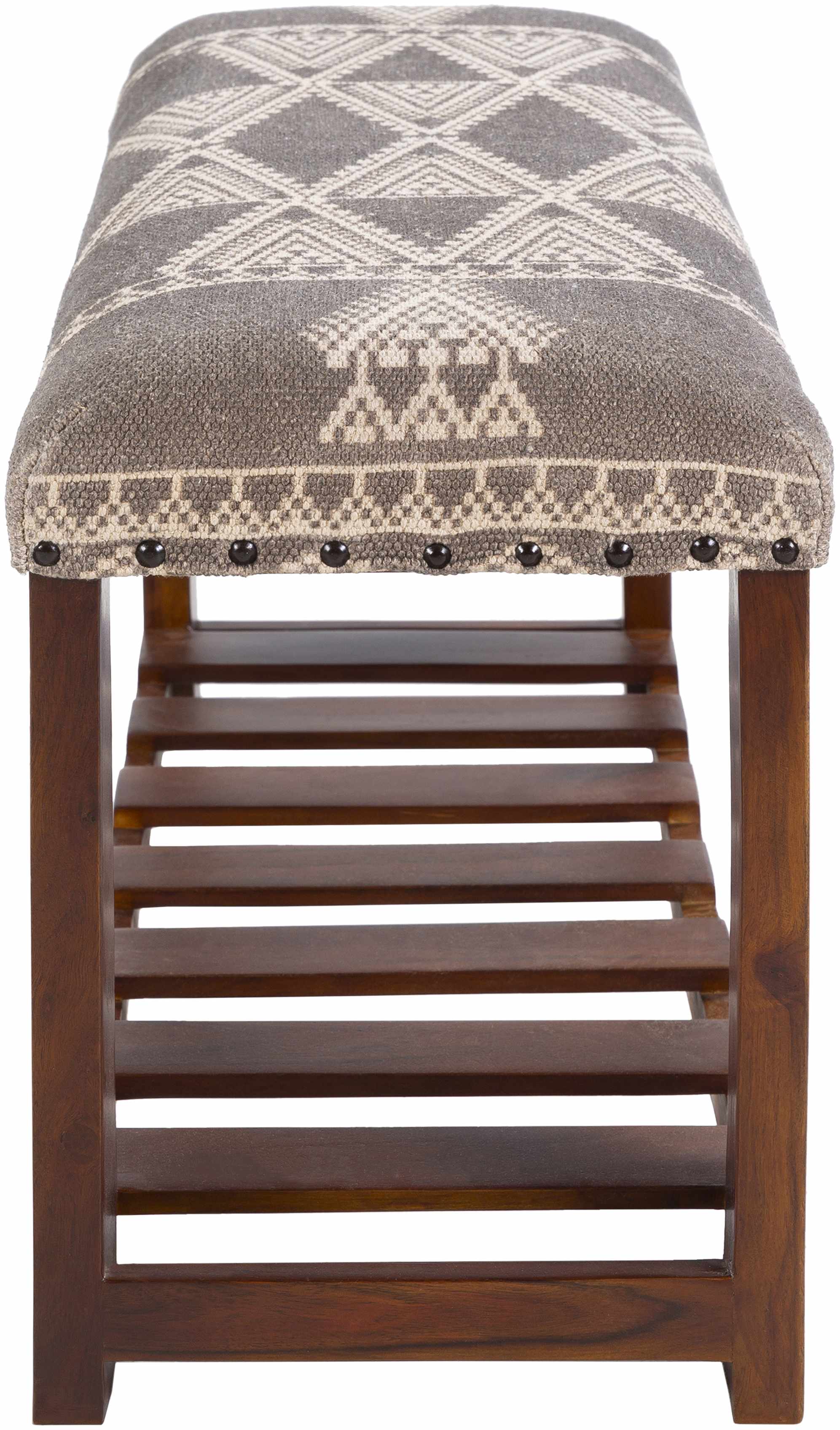 Greymouth Patterned Cushioned Wood Bench-1