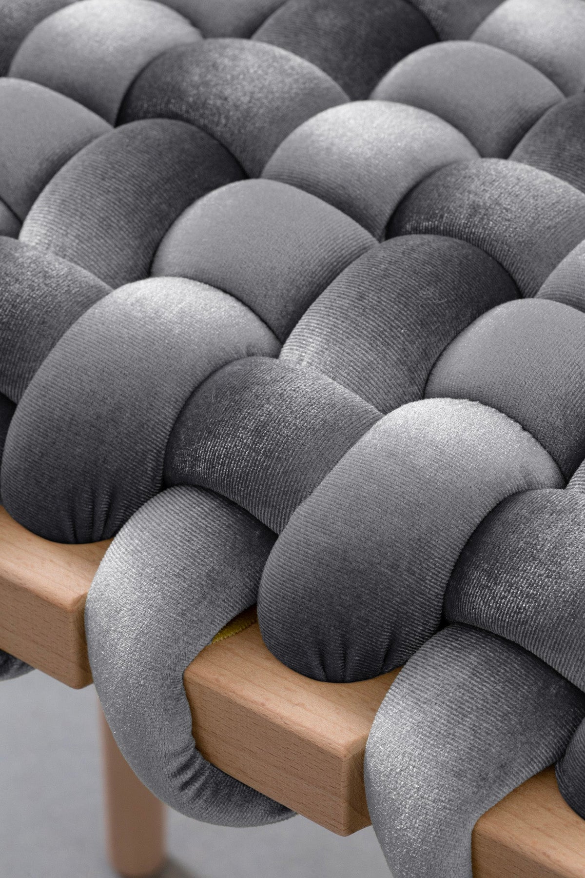 Sterling Grey Velvet Woven Stool