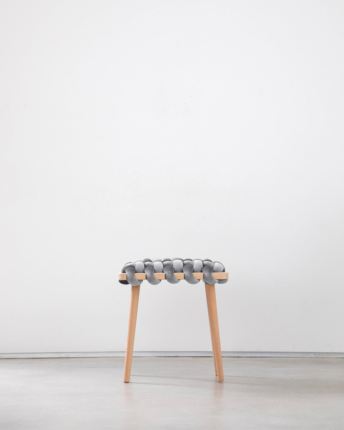 Sterling Grey Velvet Woven Stool