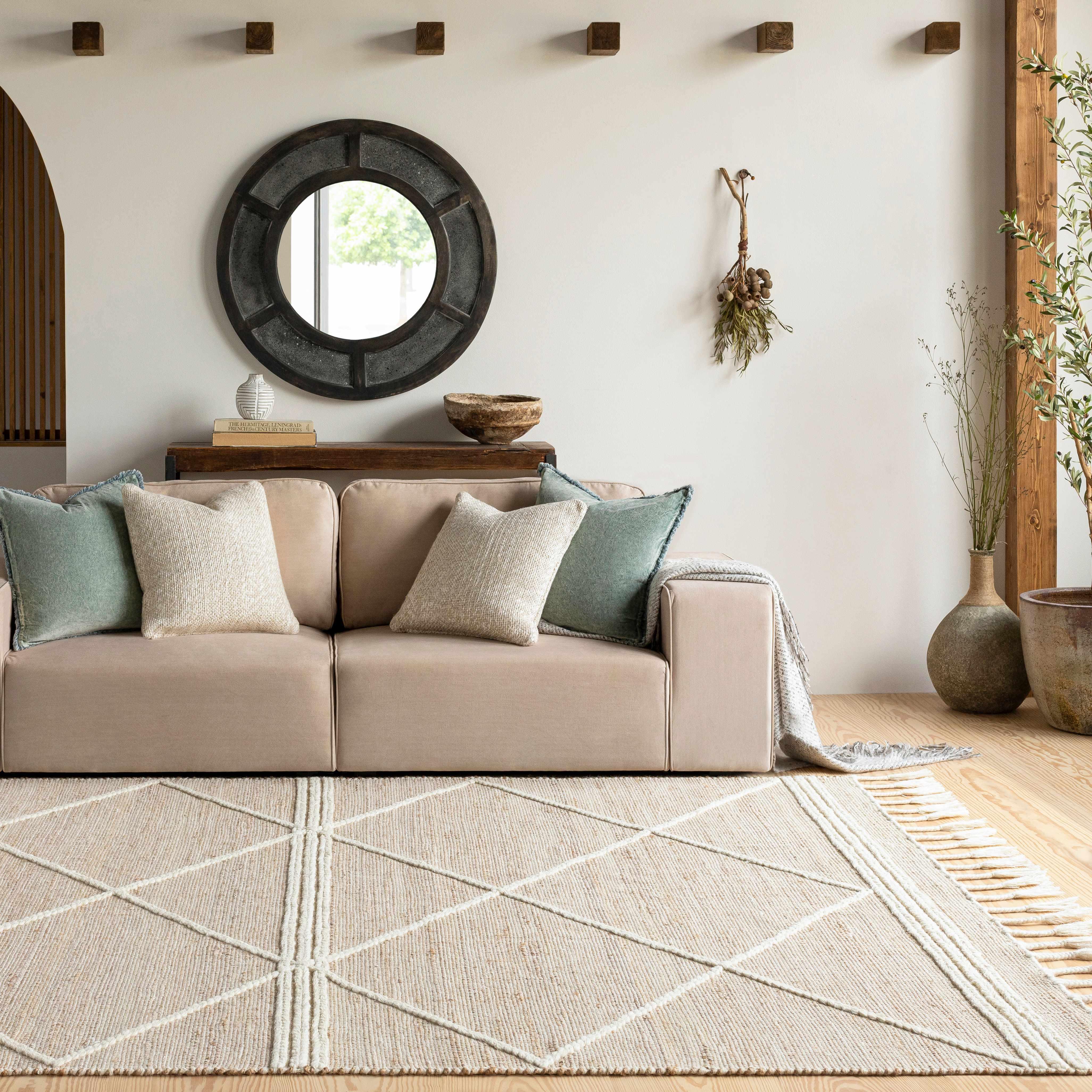 Gulnur Natural Jute&Wool Trellis Rug - PRHOMZ