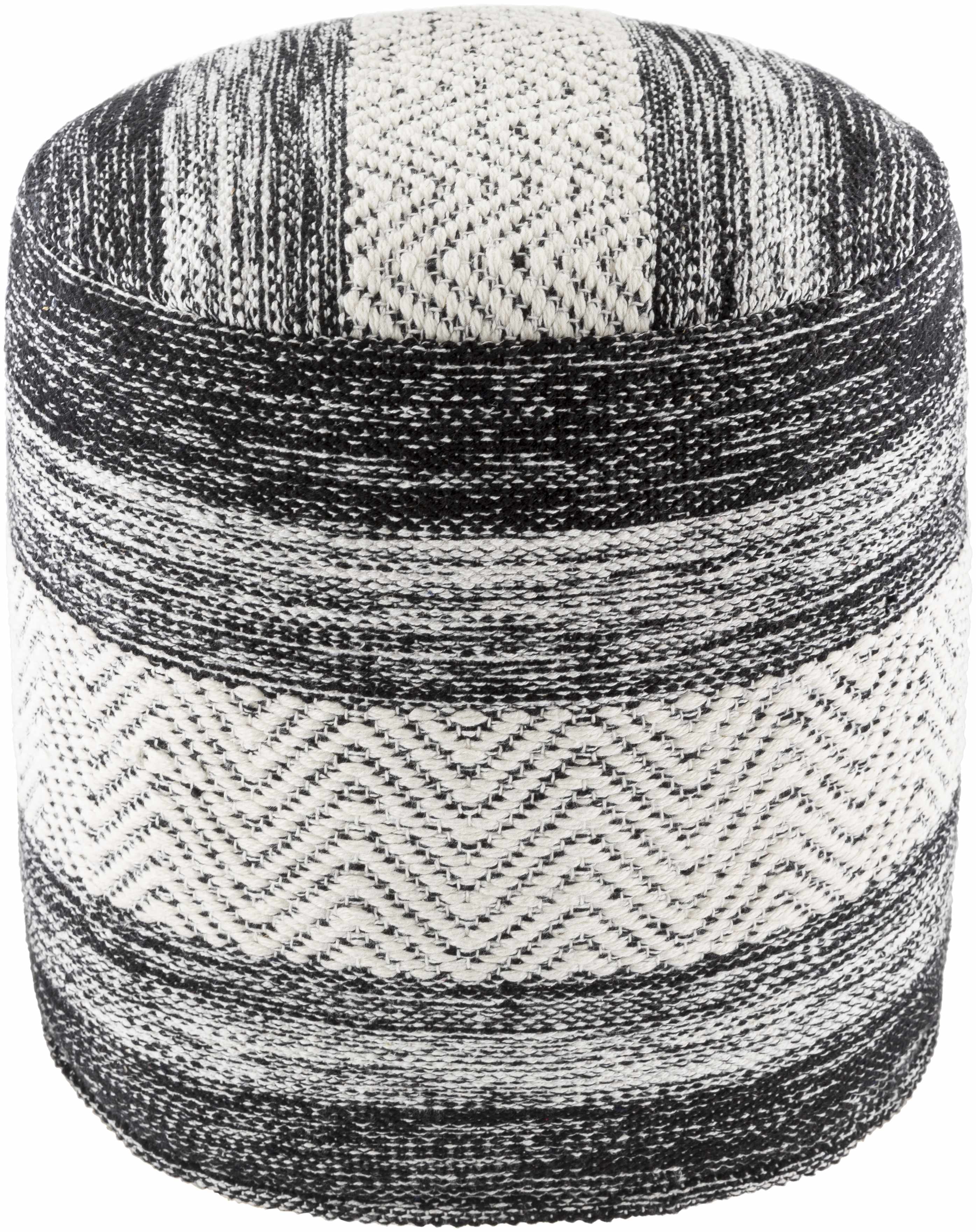 Gunnislake Knitted Black Cotton Pouf-1