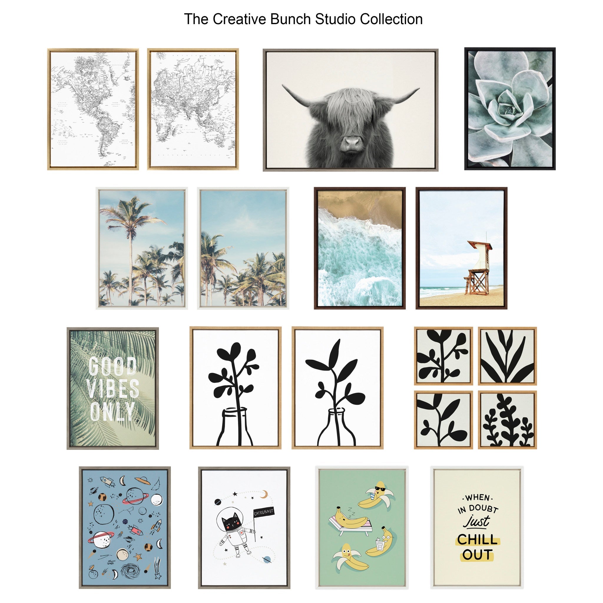 Sylvie Surfboard Paradise Framed Canvas Set by The Creative Bunch Studio