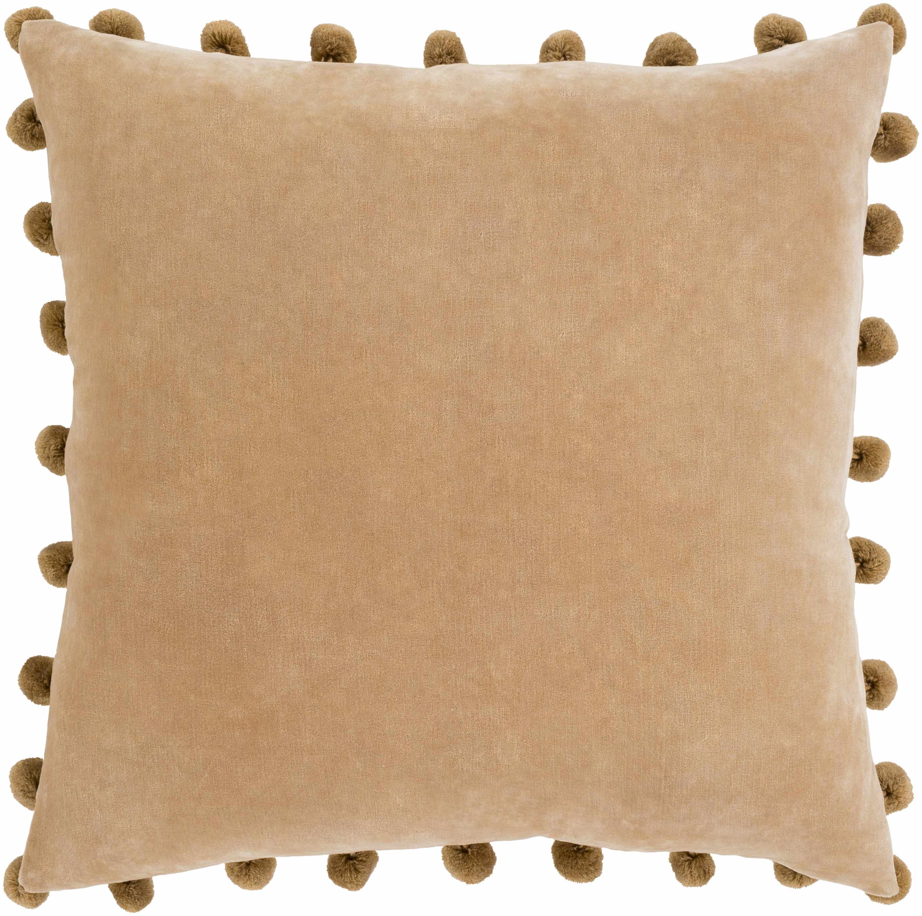 Hancock Tan Pom Pom Throw Pillow - Clearance-0