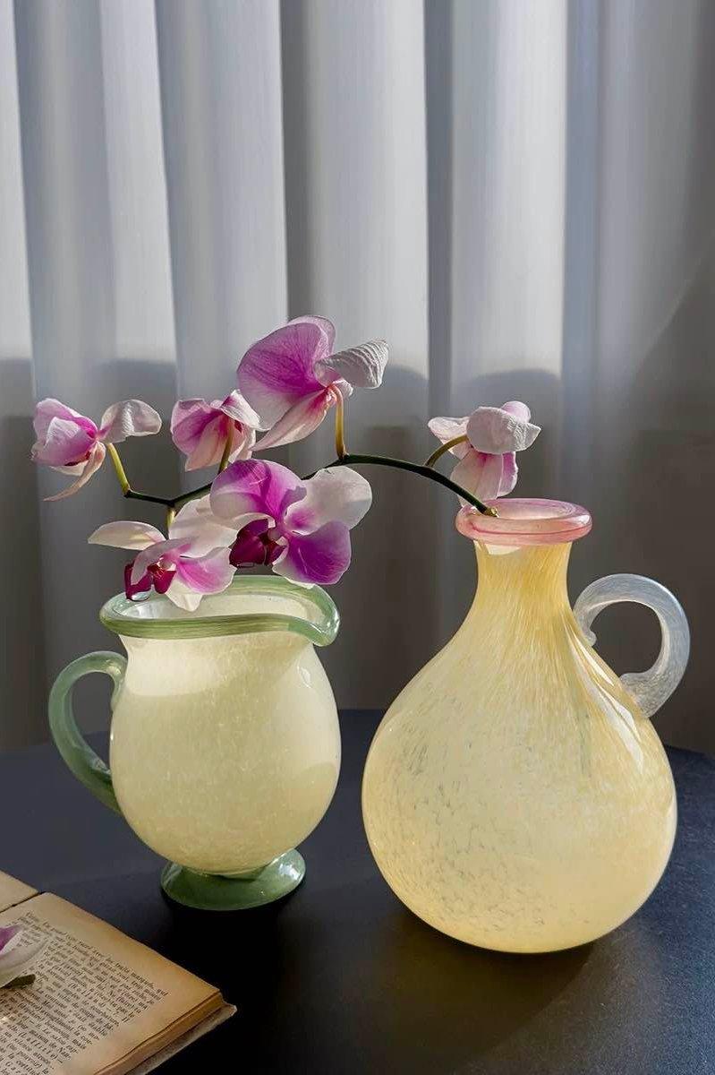 Handblown Bonbon Dopamine Bottle Vase, Whimsical Vintage Vase Centrepiece - PRHOMZ