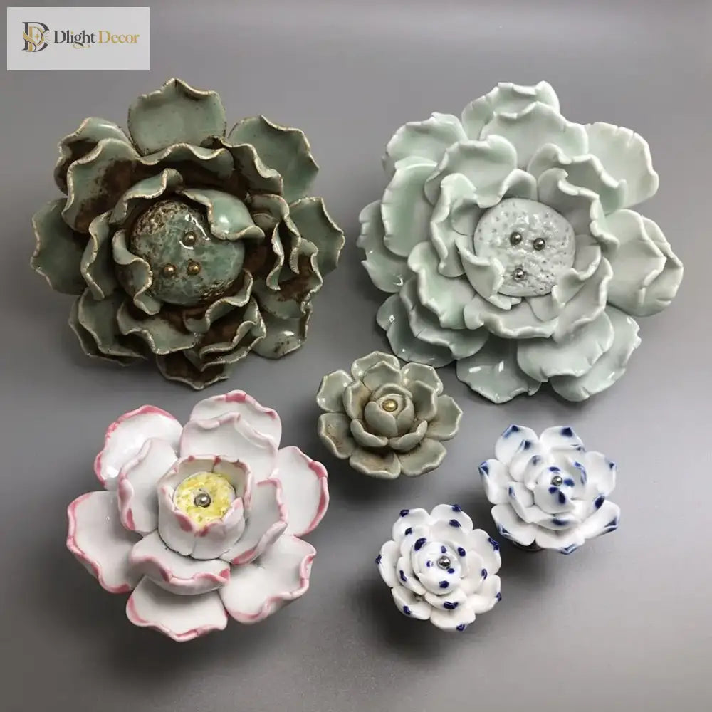 Handmade Ceramic Flower Knobs – Creative Cabinet and Drawer Knobs for Furniture Accessories