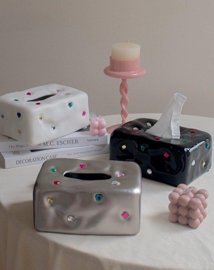 Handmade Ceramic Gemstone Tissue Box Cover - PRHOMZ