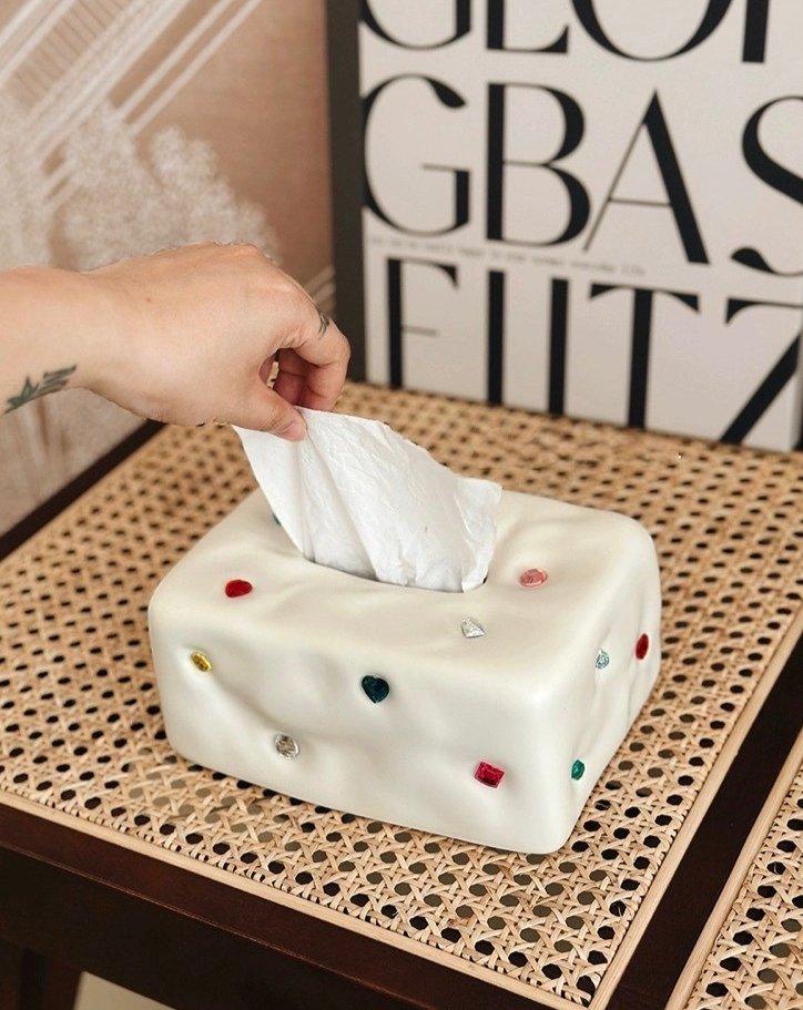 Handmade Ceramic Gemstone Tissue Box Cover - PRHOMZ