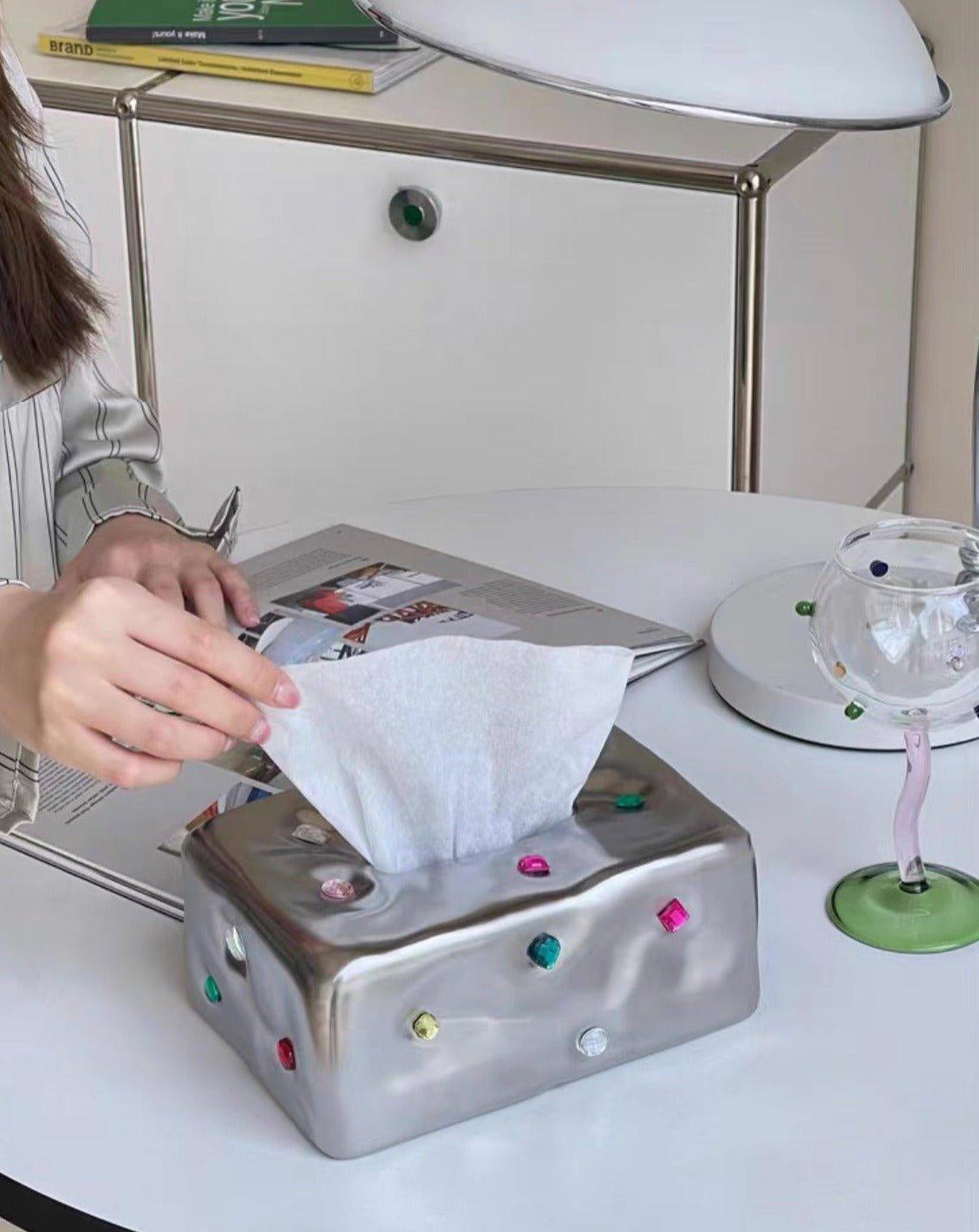 Handmade Ceramic Gemstone Tissue Box Cover - PRHOMZ