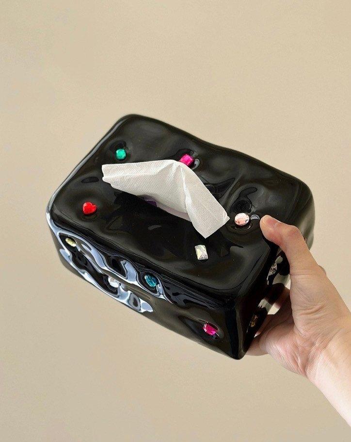 Handmade Ceramic Gemstone Tissue Box Cover - PRHOMZ