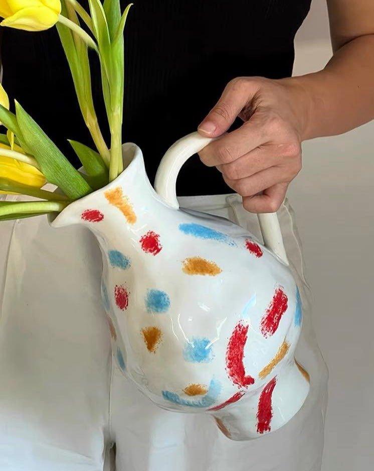 Handmade Nordic Style Pottery Jug Vase - PRHOMZ