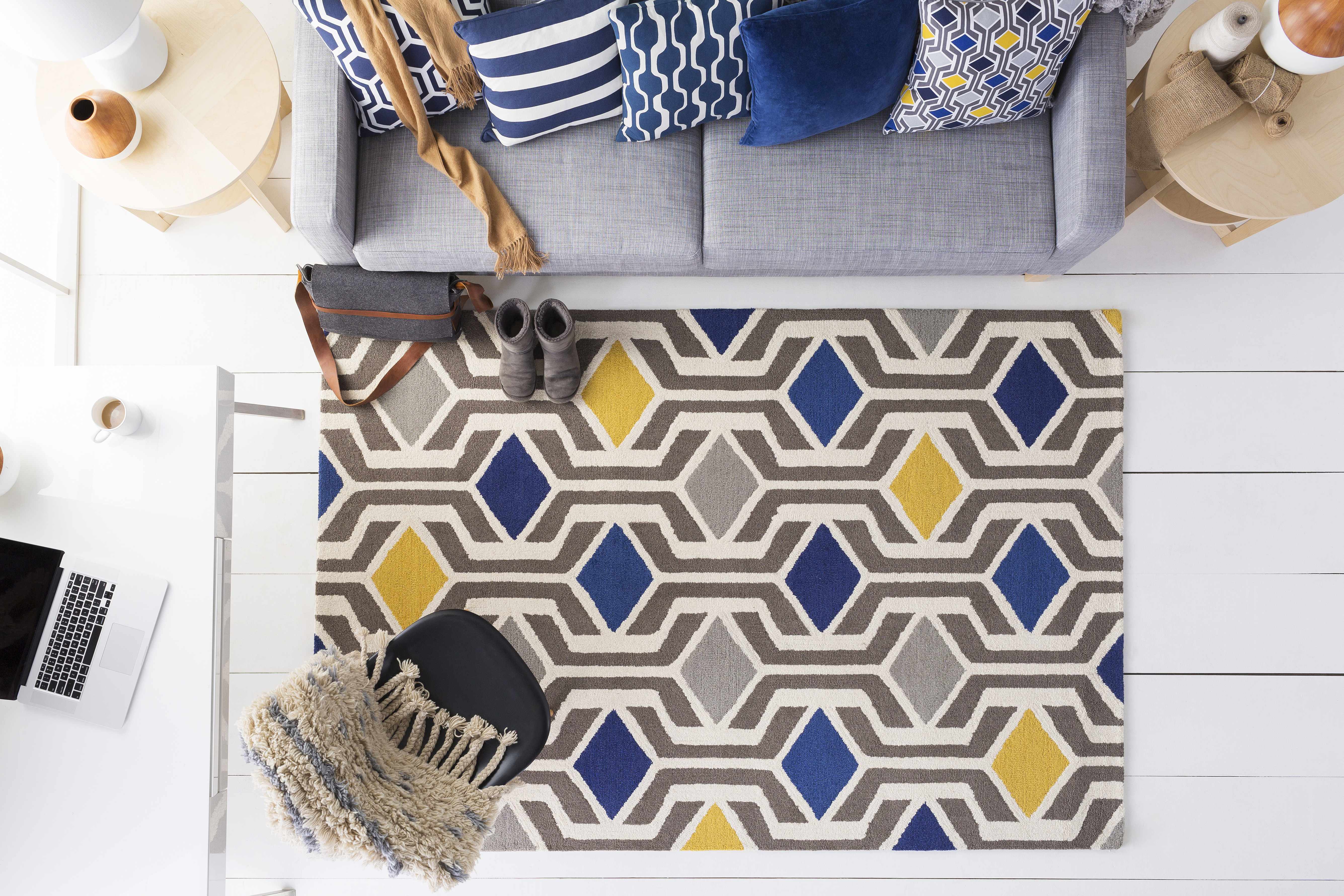 Ashuelot Navy Hexagon Pattern Accent Pillow - Clearance-0