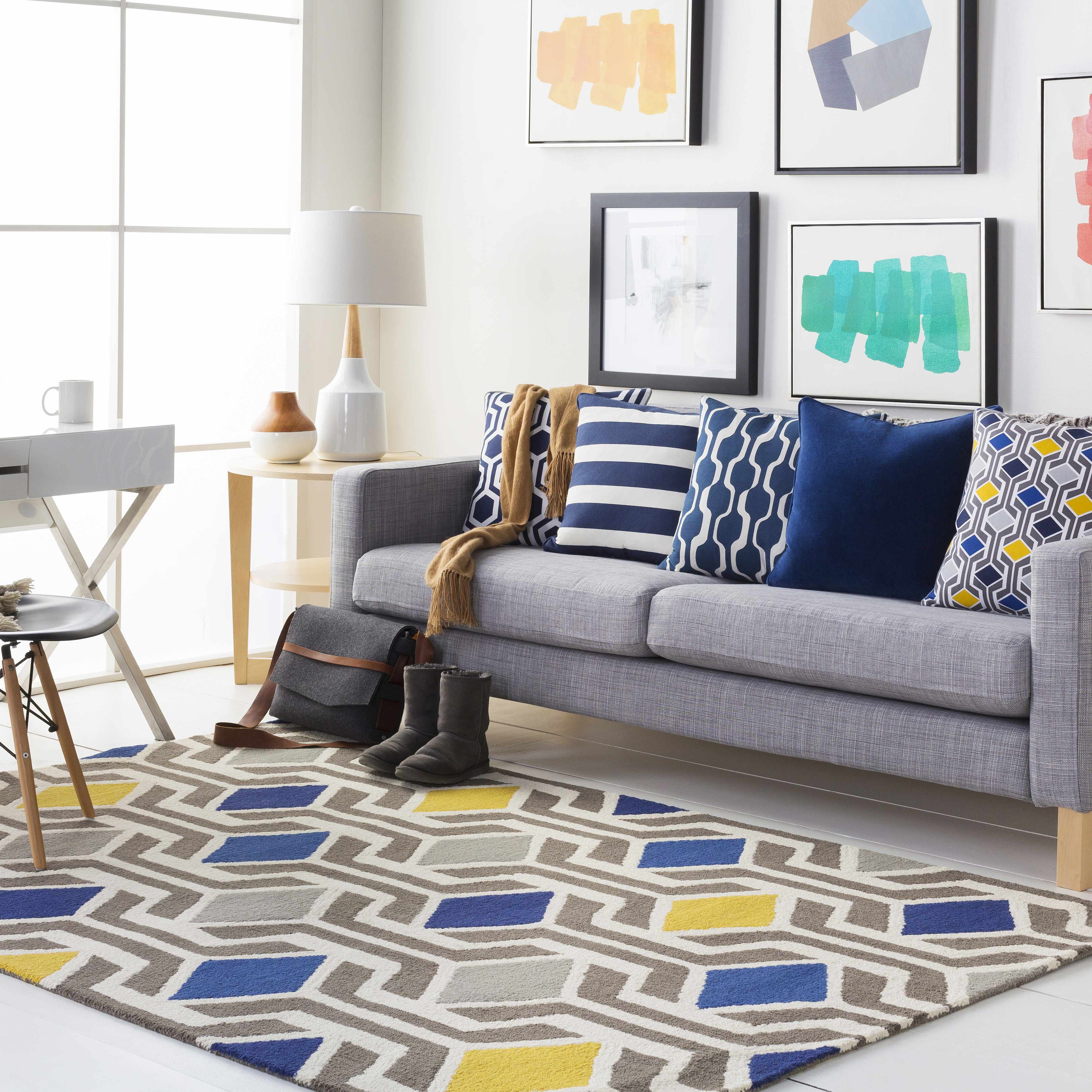 Ashuelot Navy Hexagon Pattern Accent Pillow - Clearance-1