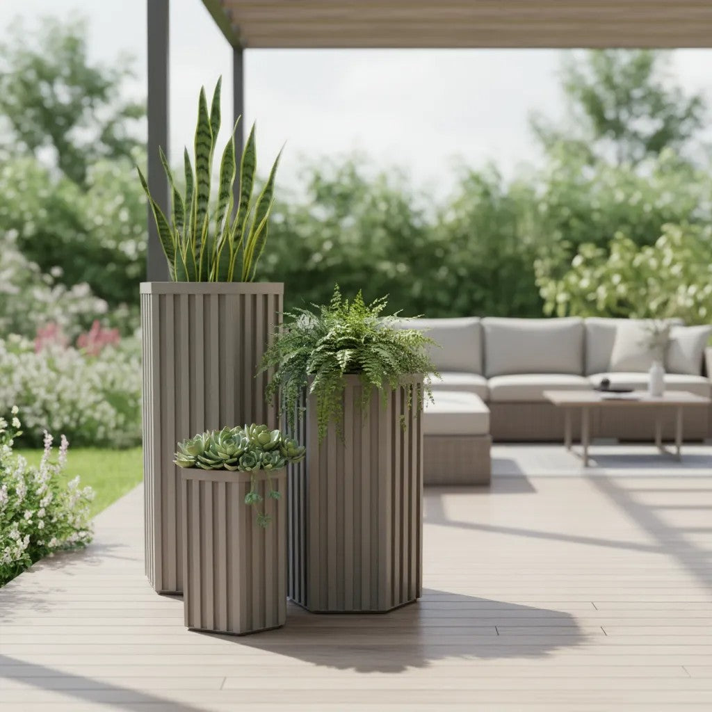 Hexagon Grove Column Planters - Small
