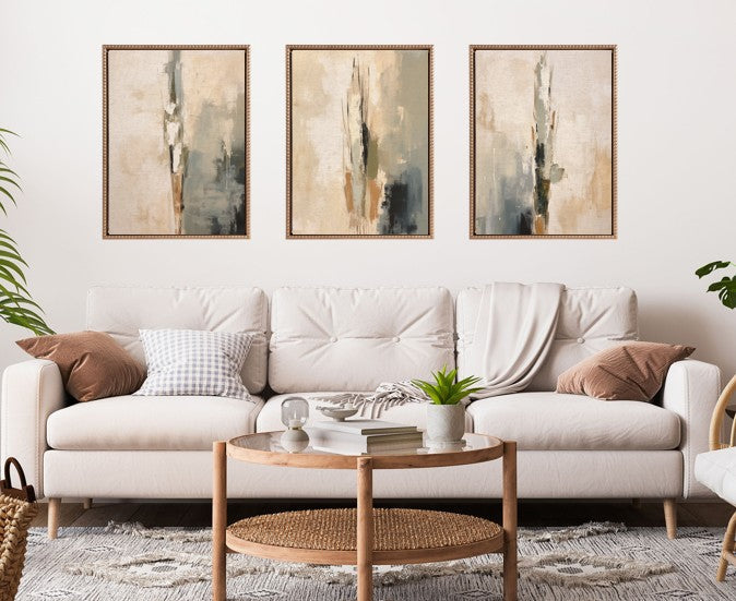 Sylvie Abstract Tall Cactus Muted Colors Framed Canvas Art Set by The Creative Bunch Studio