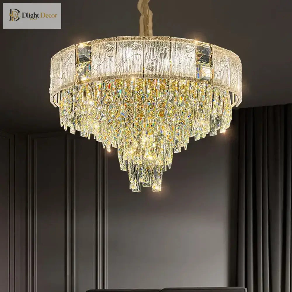High Crystal Chandelier | Modern Hotel & Villa Lighting