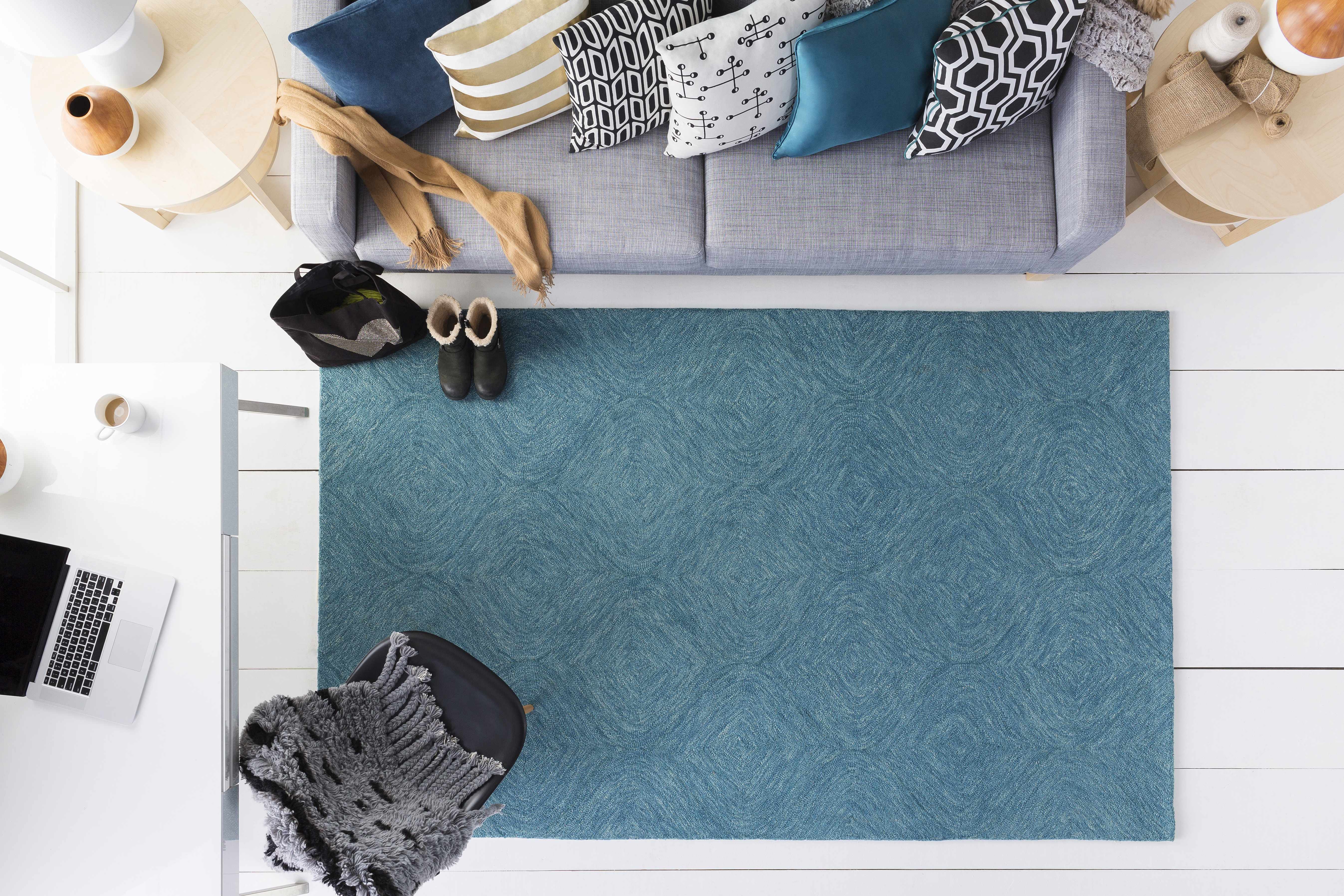 Victor Dark Blue Square Throw Pillow-0