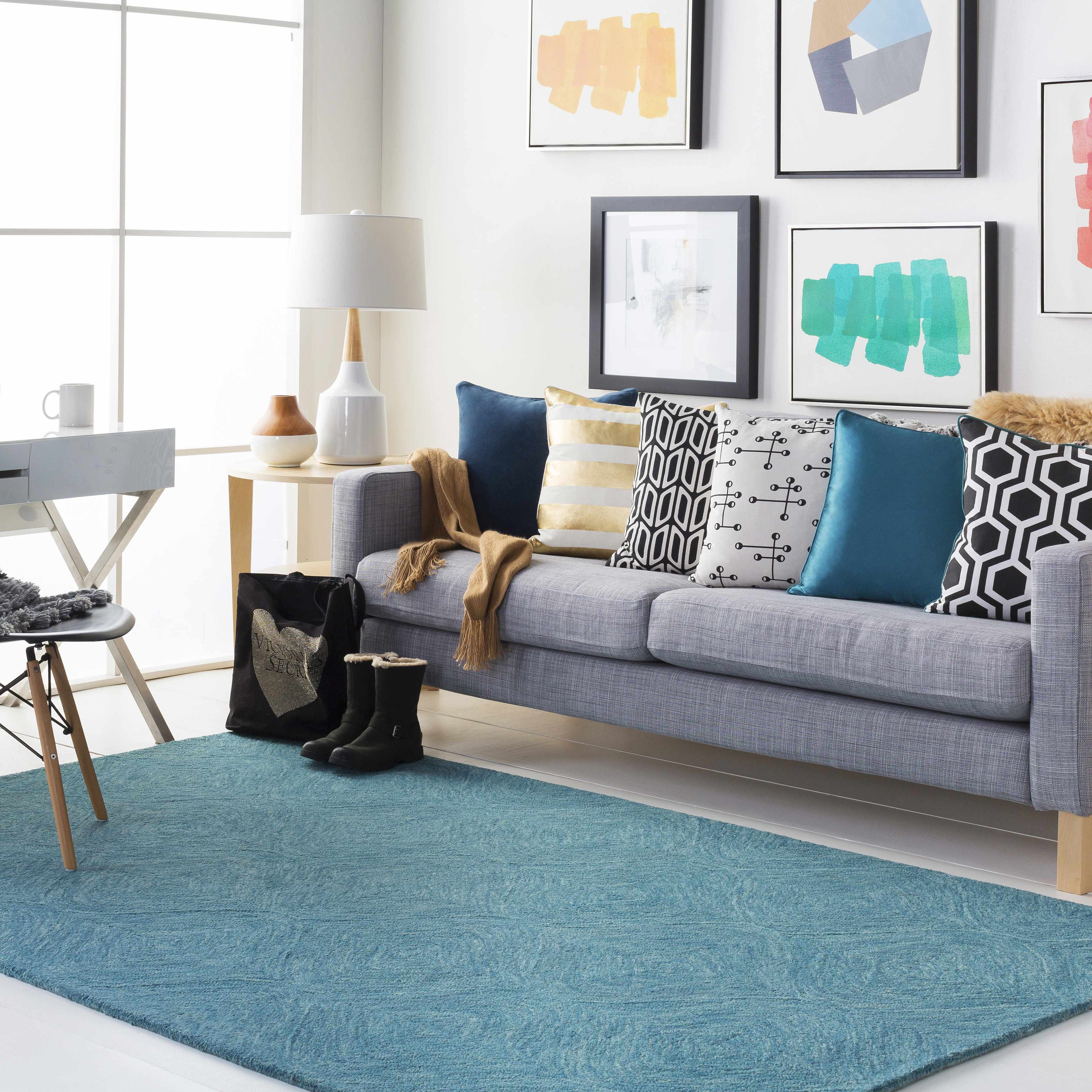 Victor Dark Blue Square Throw Pillow-1