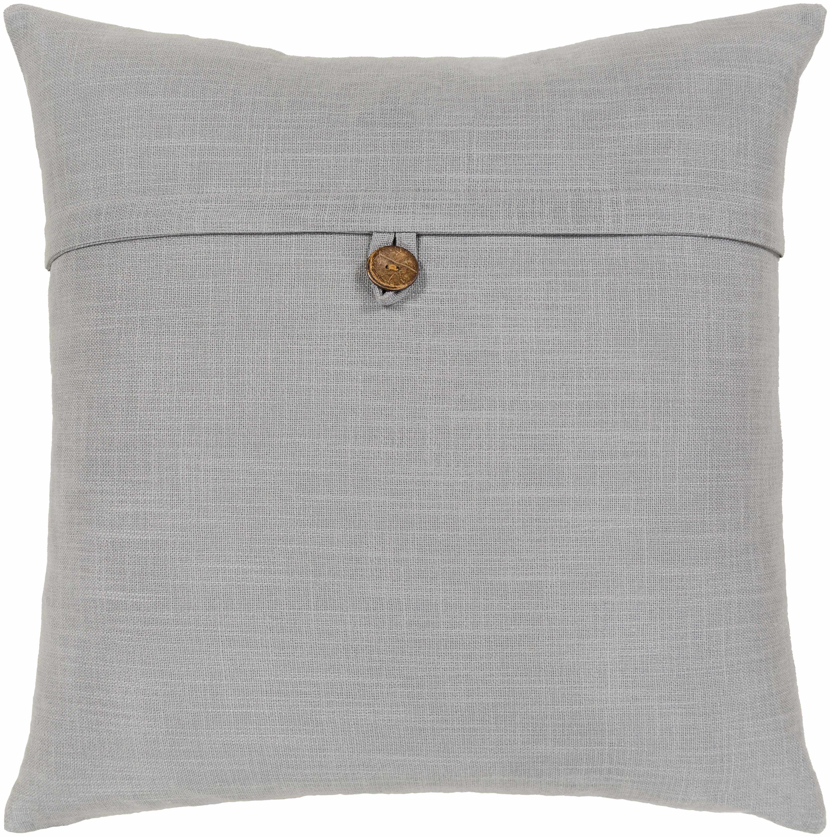 Hockley Gray Solid Button Throw Pillow-1