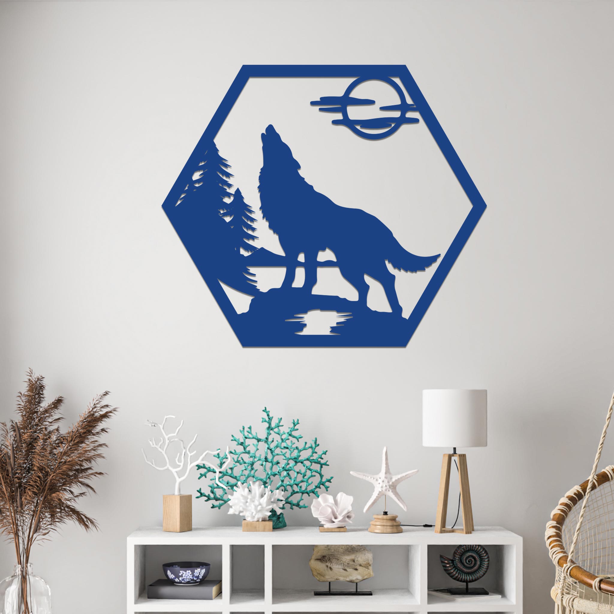 Howling Wolf in Nature Sign-4