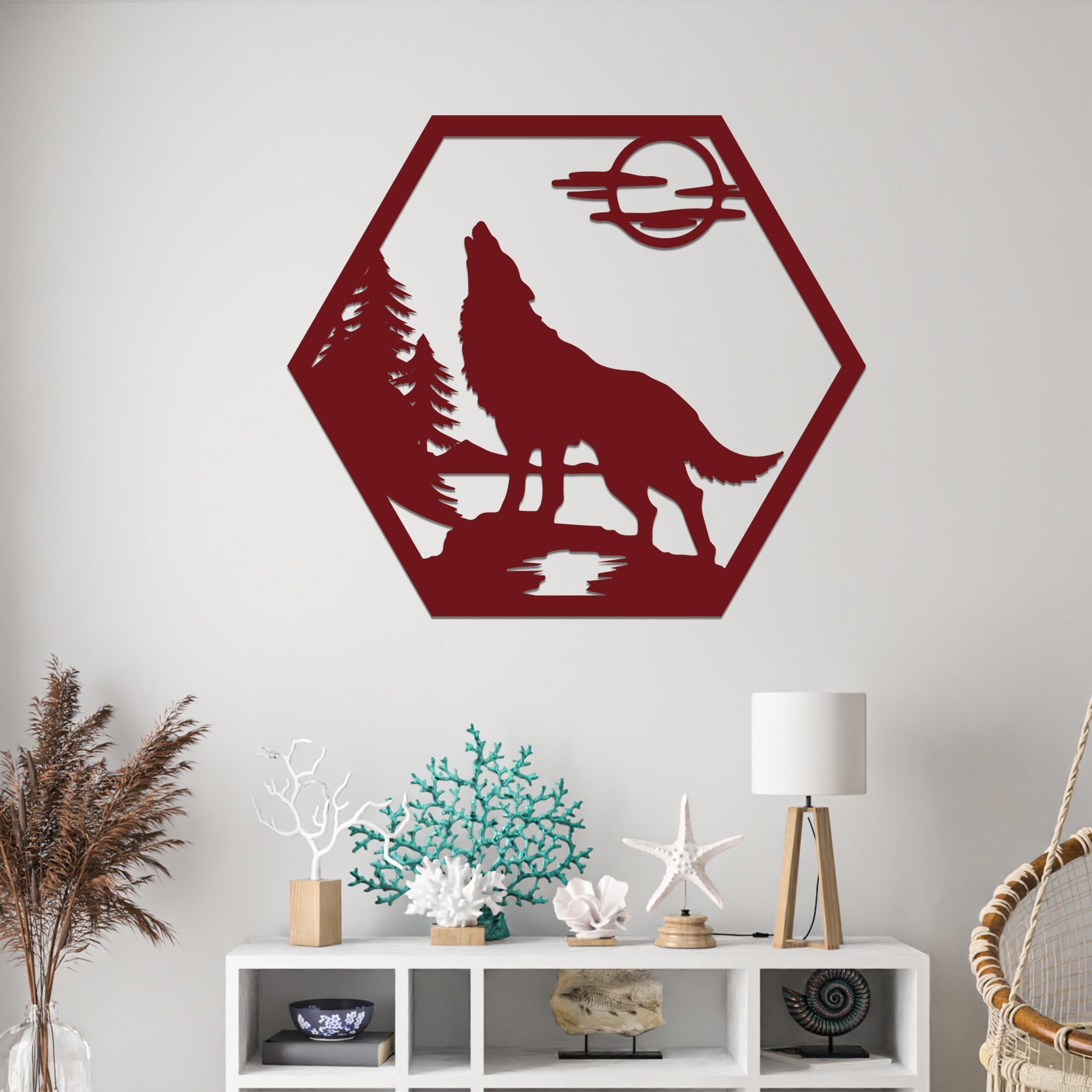 Howling Wolf in Nature Sign-8