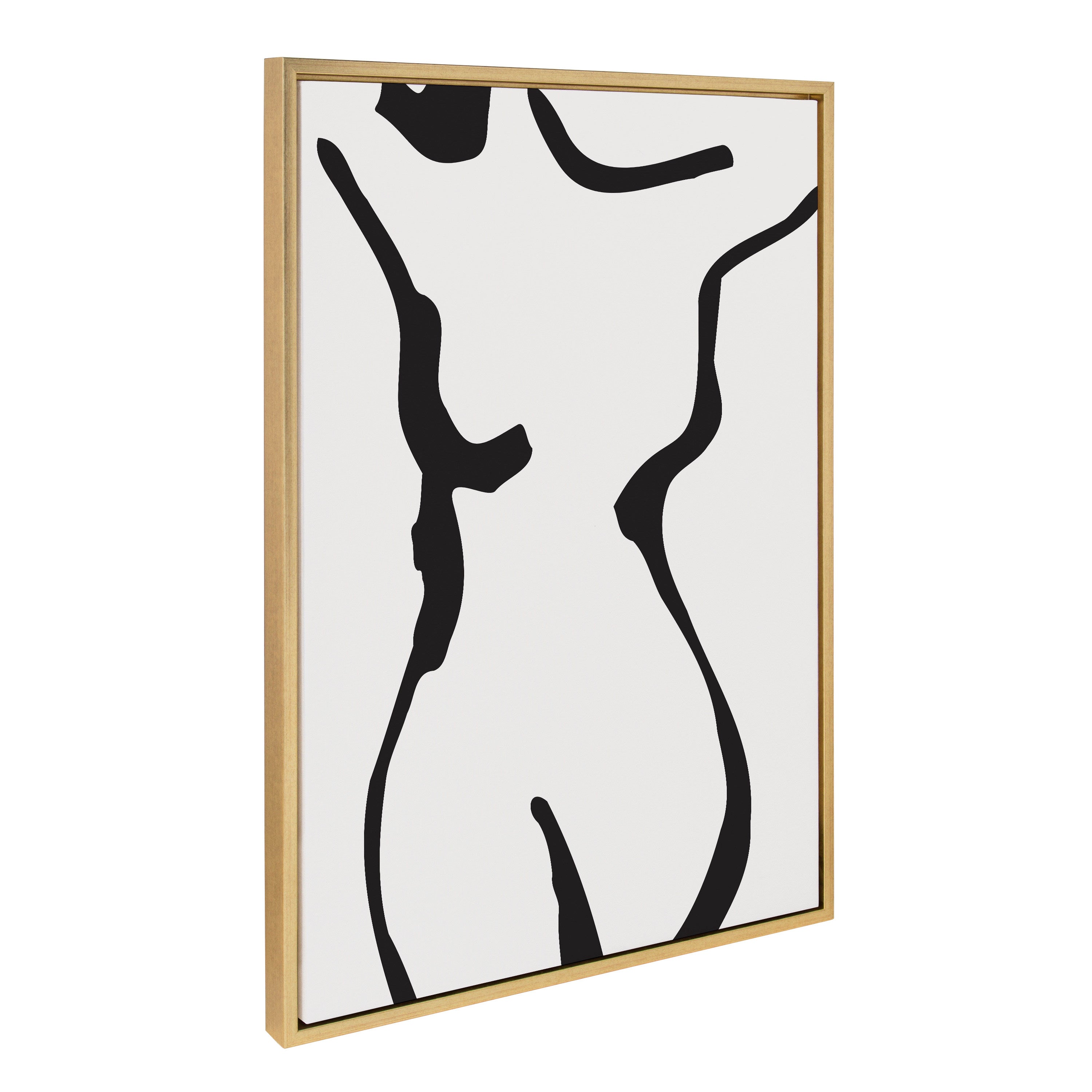 Sylvie Timeless Feminine Figural Drawing 1 Black and White Framed Canvas by The Creative Bunch Studio