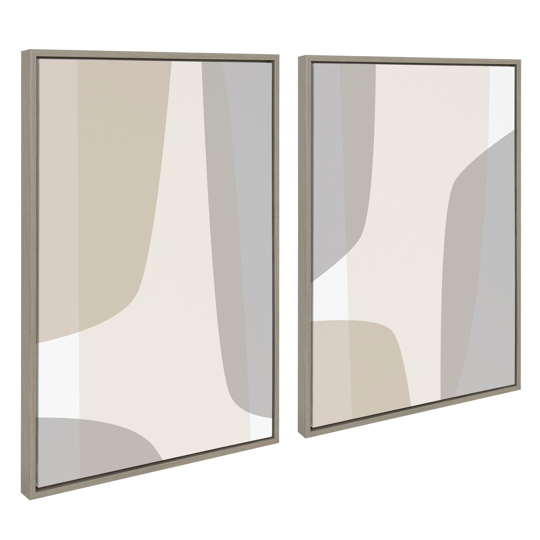 Sylvie Comforting Curves Abstract No 1 and No 2 Framed Canvas by The Creative Bunch Studio