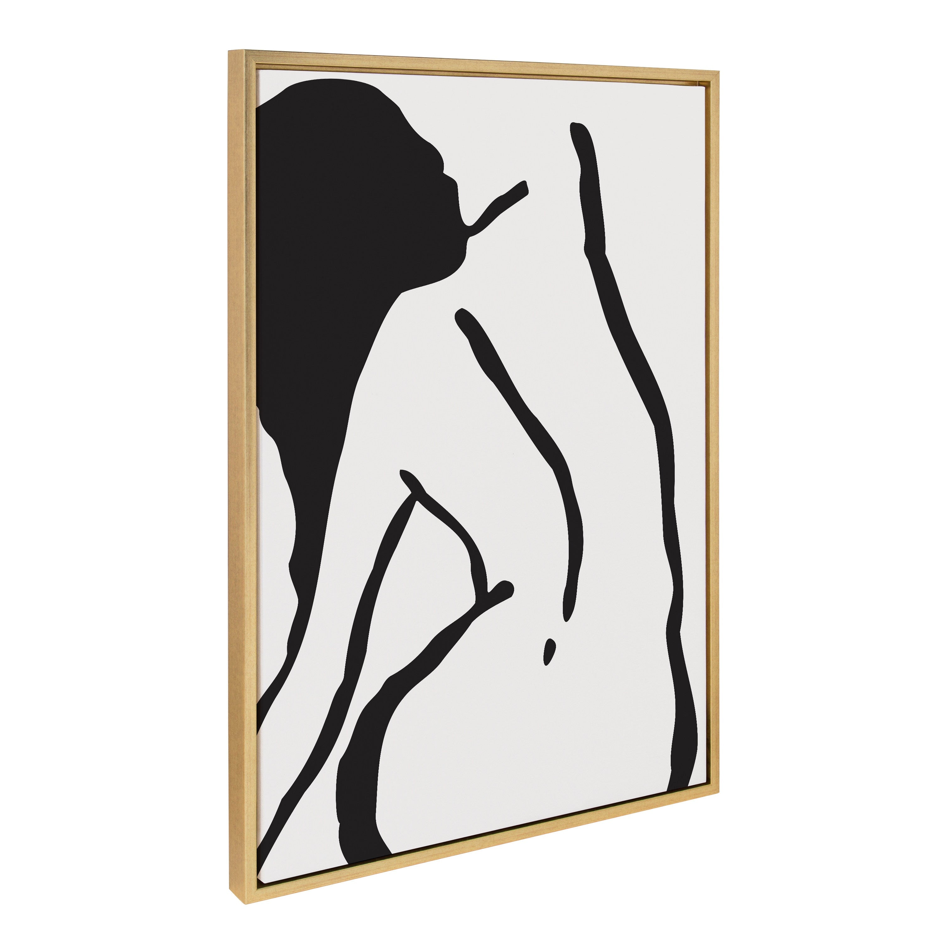 Sylvie Timeless Feminine Figural Drawing 2 Black and White Framed Canvas by The Creative Bunch Studio