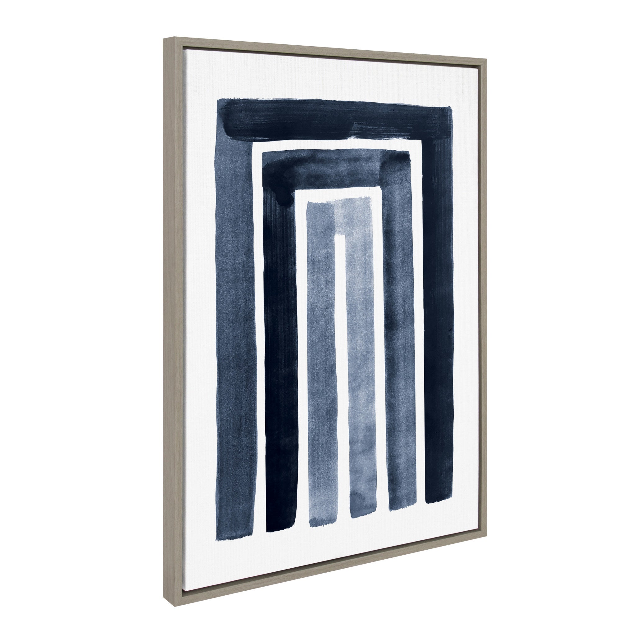 Sylvie MCM Abstract Rainbow Indigo Framed Canvas by The Creative Bunch Studio