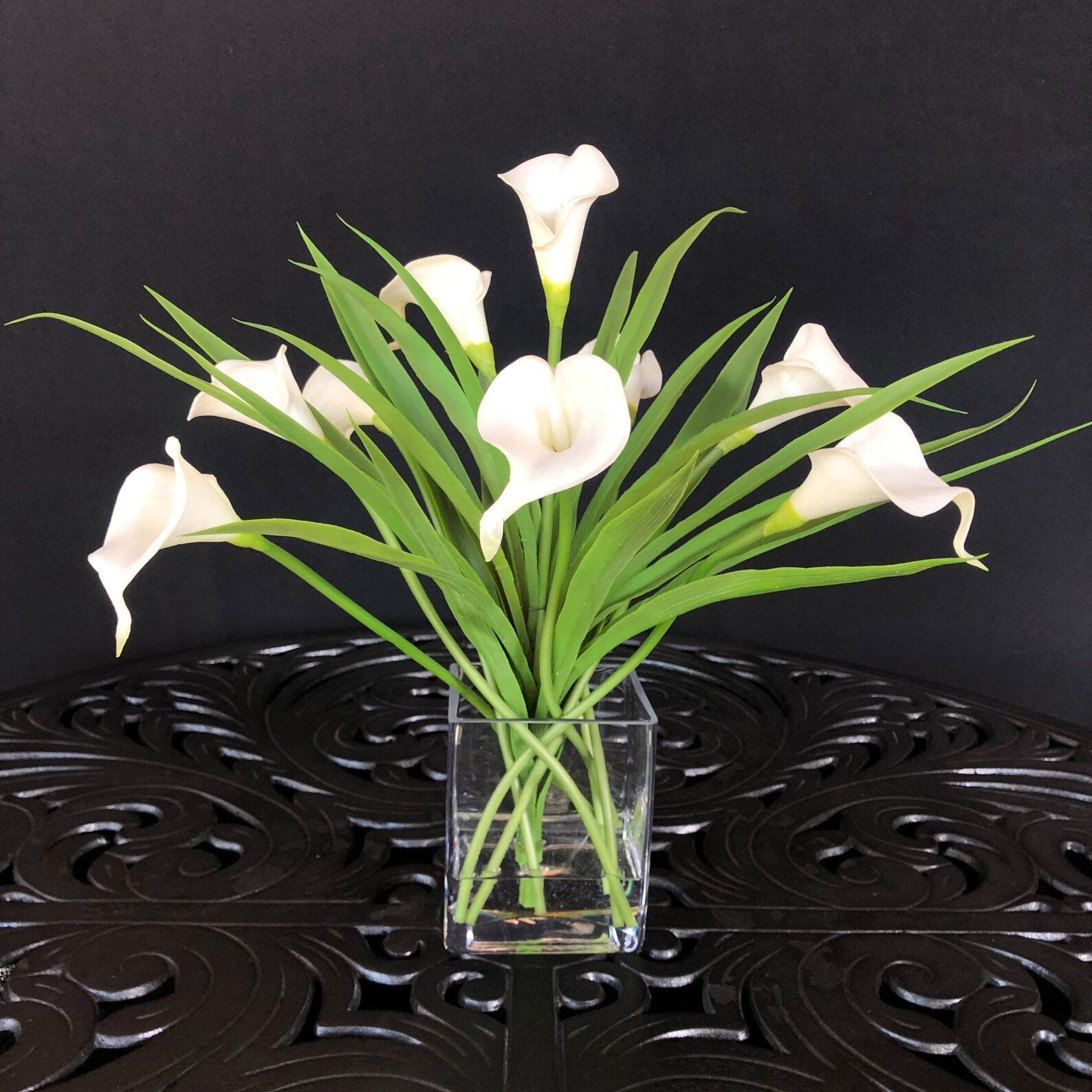 Silk Flower Arrangement White Calla Lilies-1