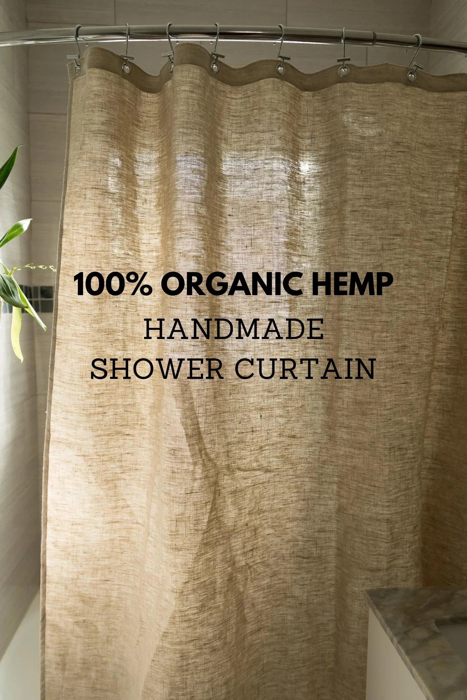 Natural Hemp Shower Curtain | Eco-Friendly & Fast Drying | Standard & Custom Sizes |UK Made-0
