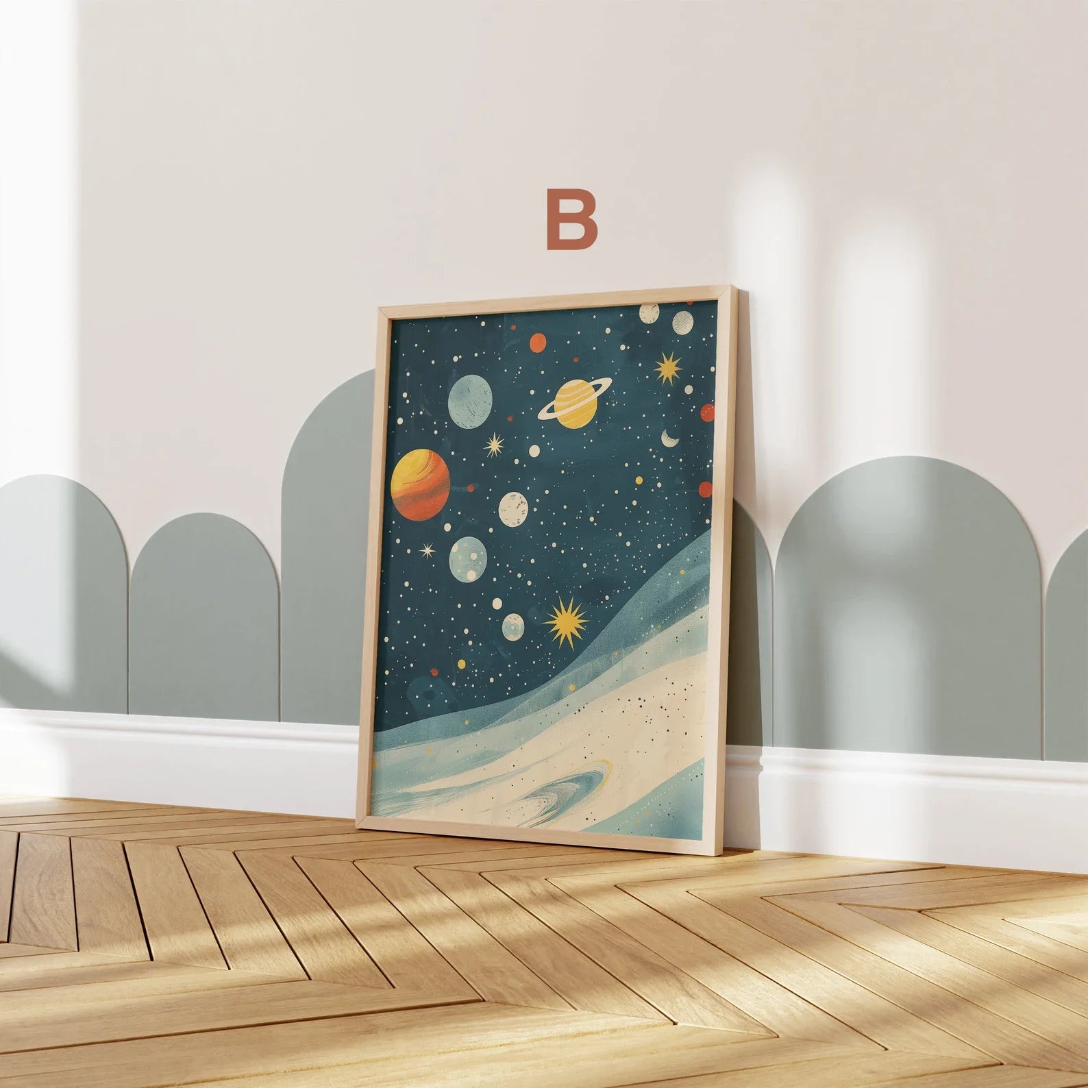 Astronaut Poster Kinderzimmer · Geschenkidee für Kinder · Kinderzimmer Deko · Weltraum Rakete & Planeten · Deko Print ohne Rahmen-3