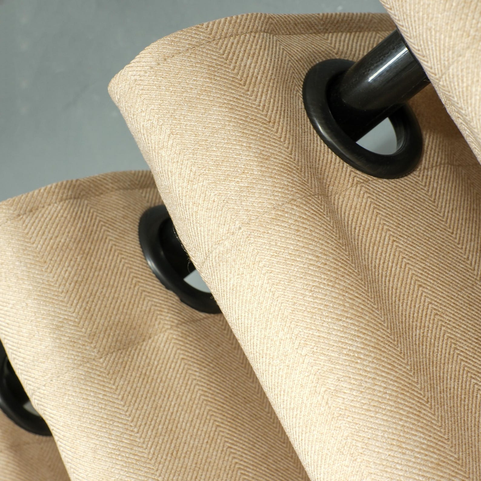 Premium Linen Herringbone Eyelet Curtains UK - Natural Light Filtering - Various Colours-1