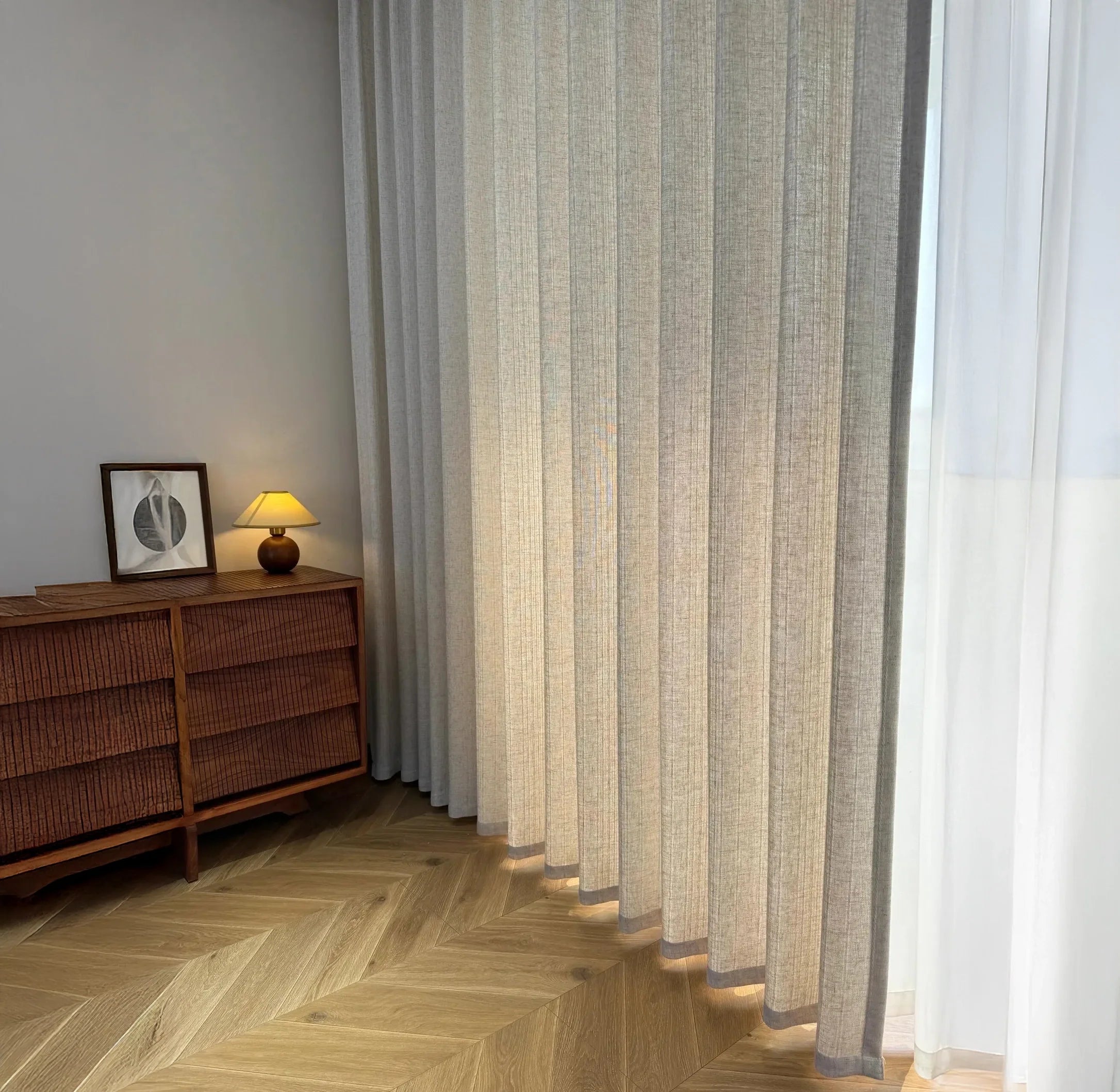 Pure Linen Sheer Curtains Vertical Striped GOTS Certified - Customisable & Made to Measure, Light Filtering Option, Choice of Linings & Various Heading Styles for Natural Light-2
