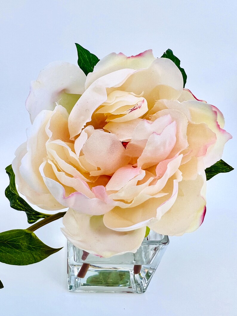 Peony Flower Arrangement in Glass Vase - 10"-2