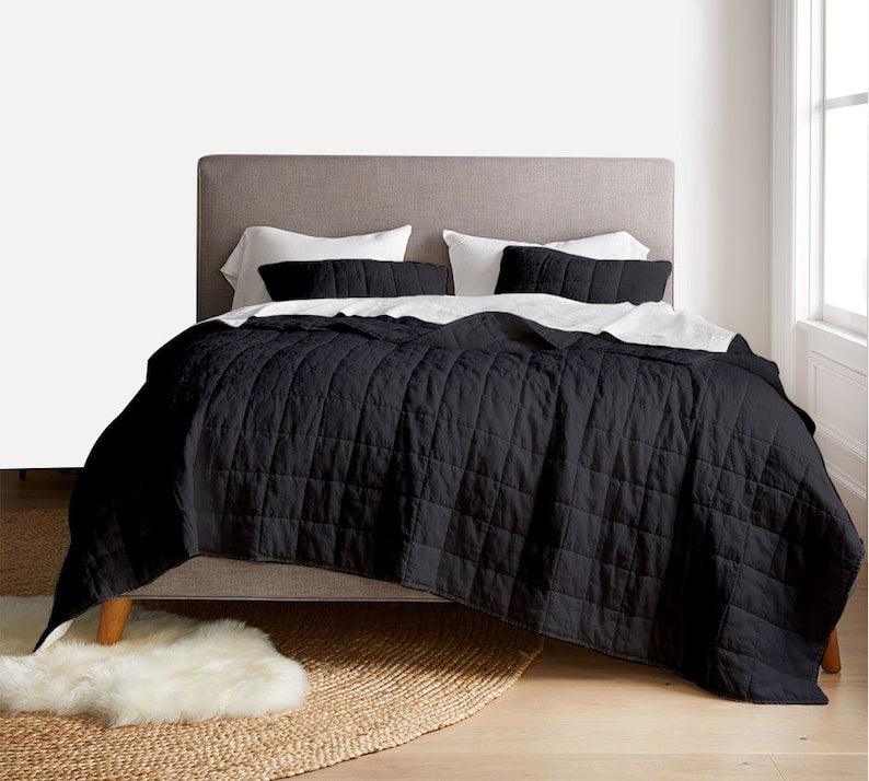 Box stitch - Pure Linen Quilt Sets - PRHOMZ